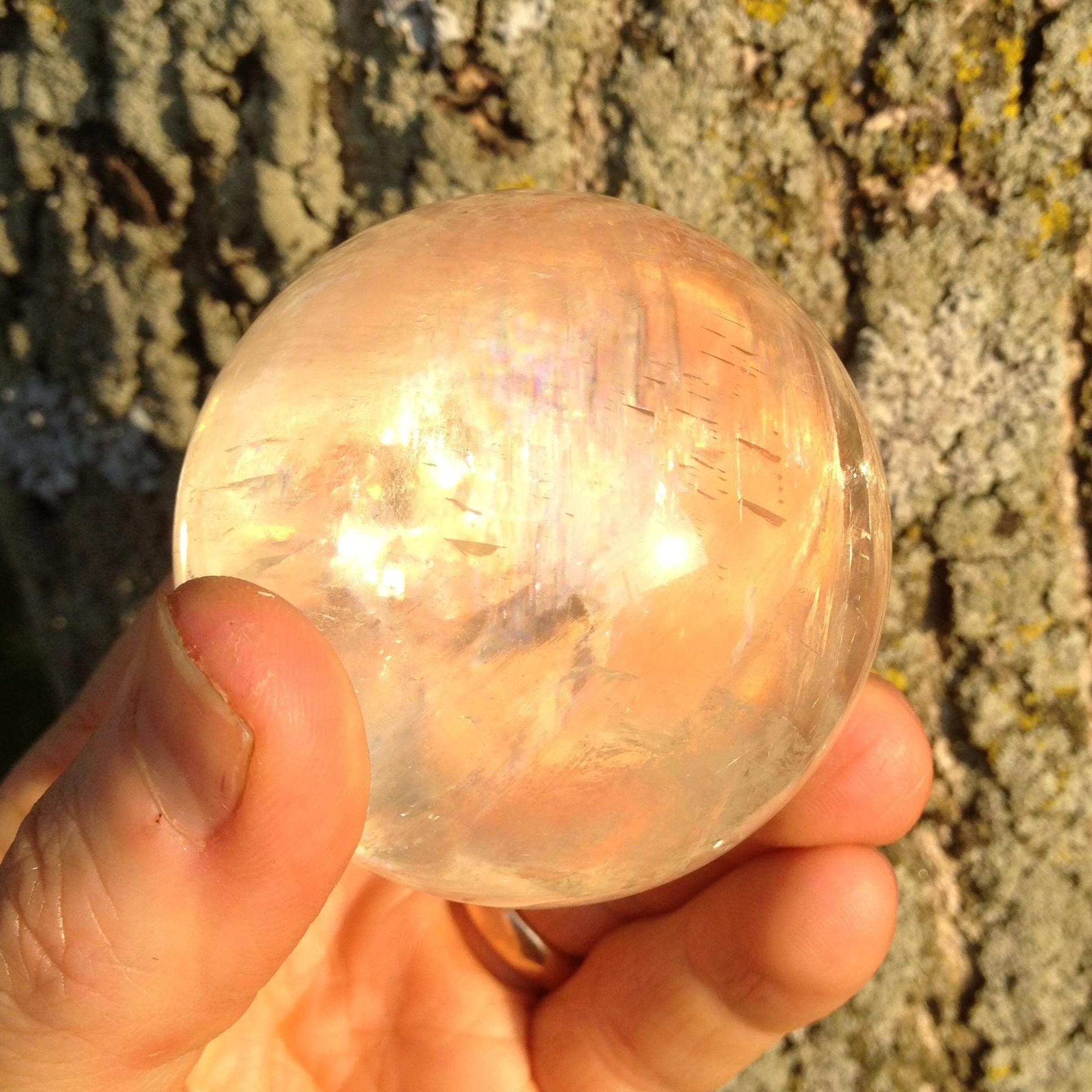 golden rainbow Calcite sphere