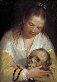 Alessandro Casolani (1552/53-1607), Young Woman Contemplating a Skull