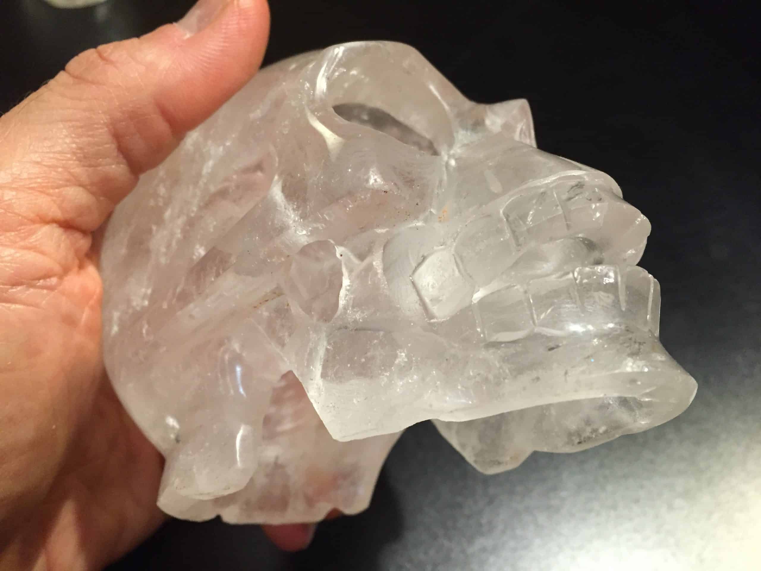 Quartz (carving) large, hollowed out crystal skull, healing crystal - Image 2