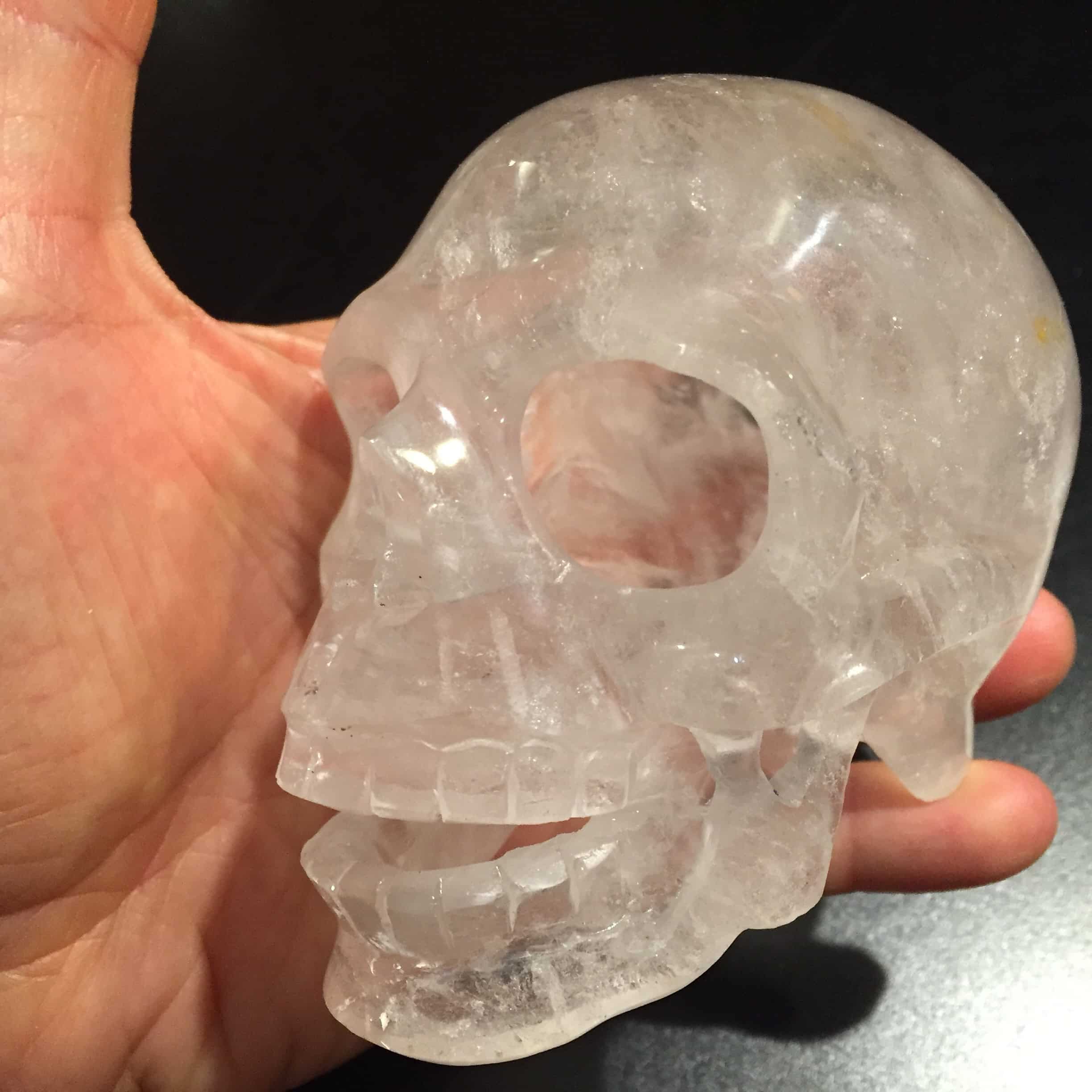 Quartz (carving) large, hollowed out crystal skull, healing crystal