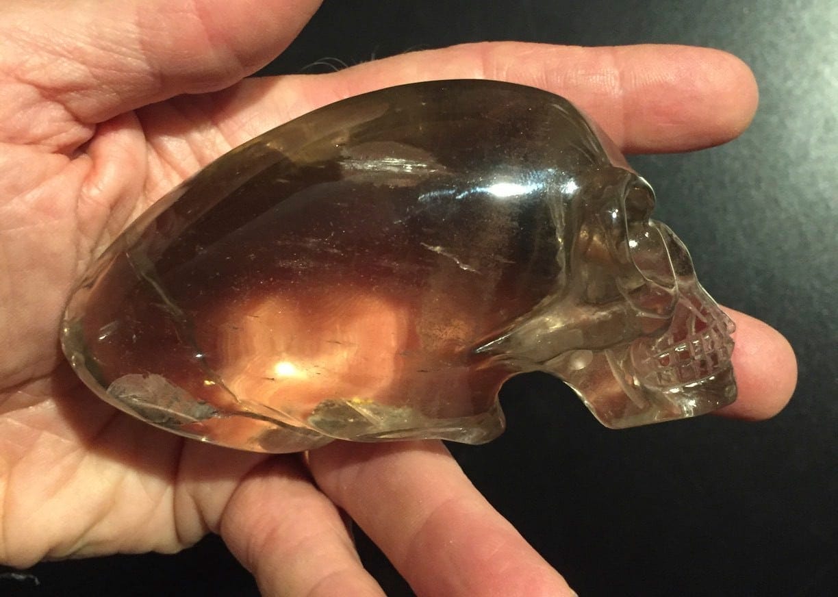 Smoky Quartz (carving) elongated alien head crystal skull, healing crystal - Image 2
