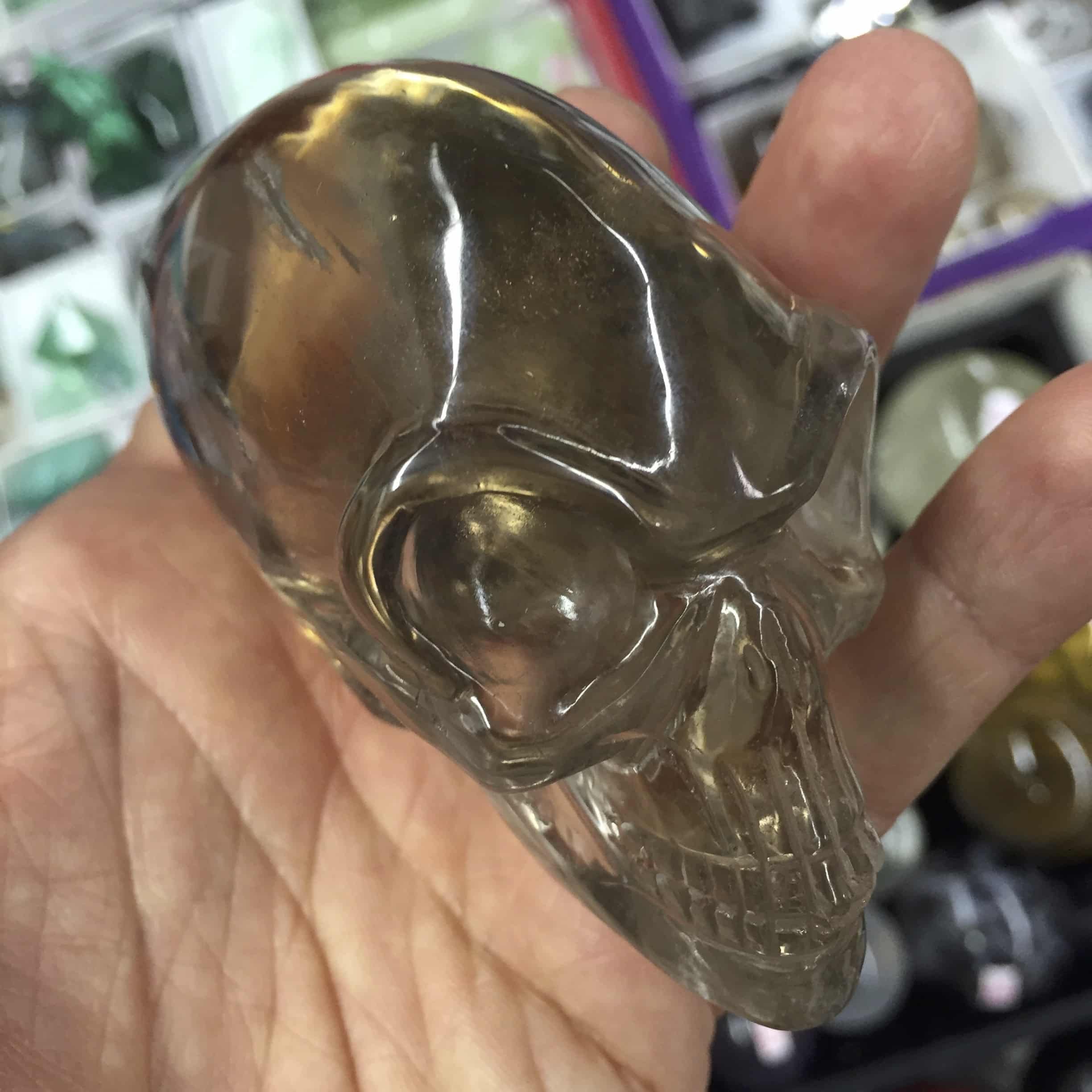 Smoky Quartz (carving) elongated alien head crystal skull, healing crystal