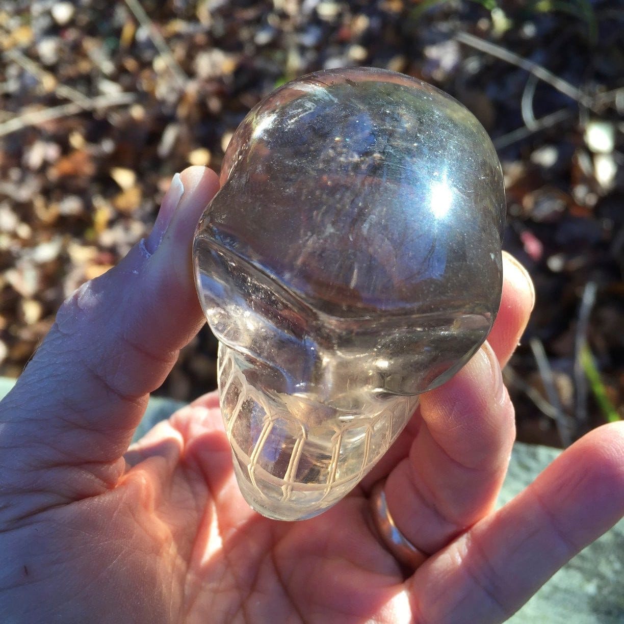 Smoky Quartz (carving) 'goggle eyes' crystal skull, healing crystal - Image 3