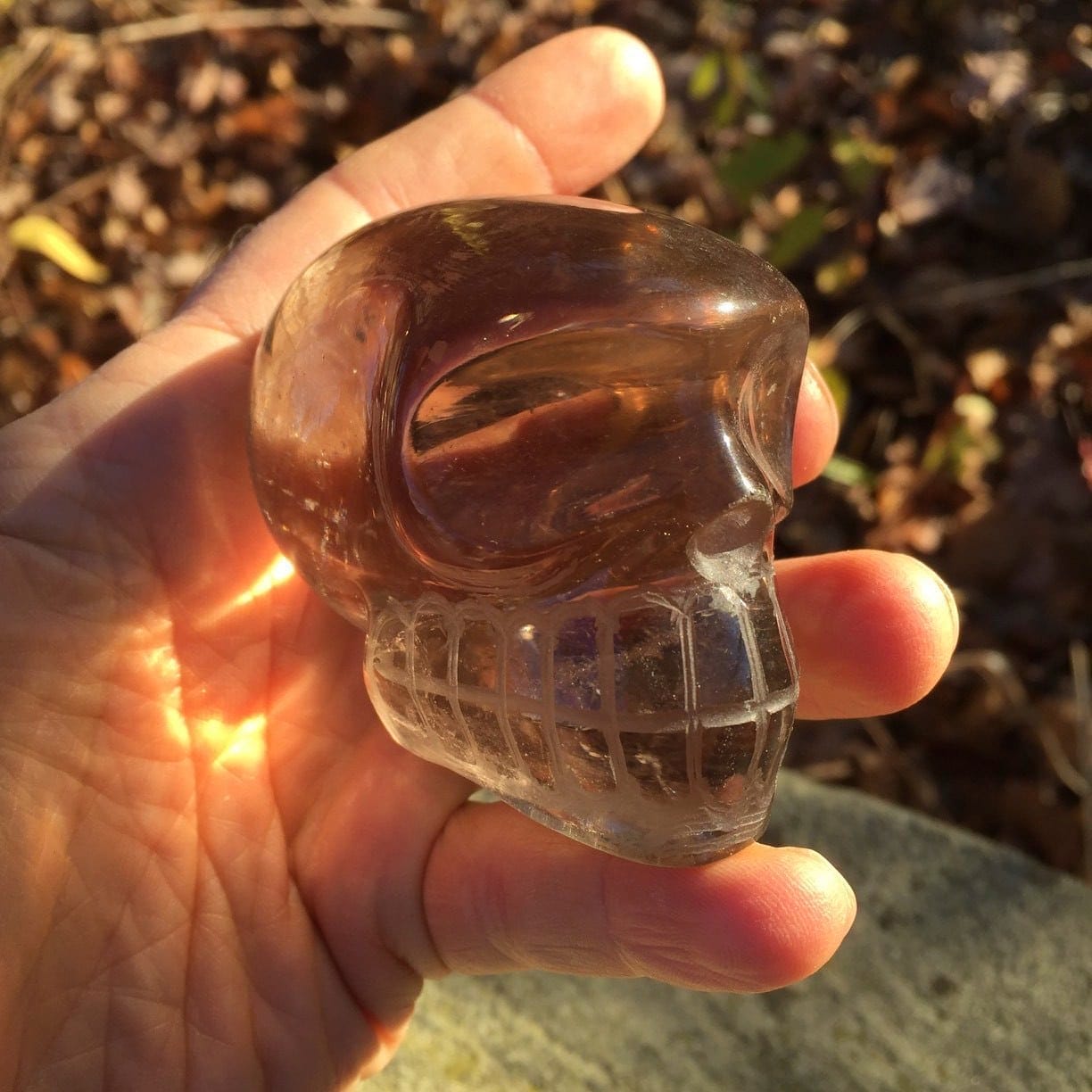 Smoky Quartz (carving) 'goggle eyes' crystal skull, healing crystal