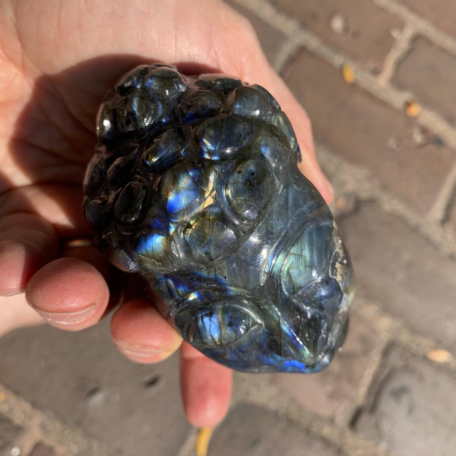 Labradorite (carving) 'blue' Buddha head (440gr) healing crystal - Image 2