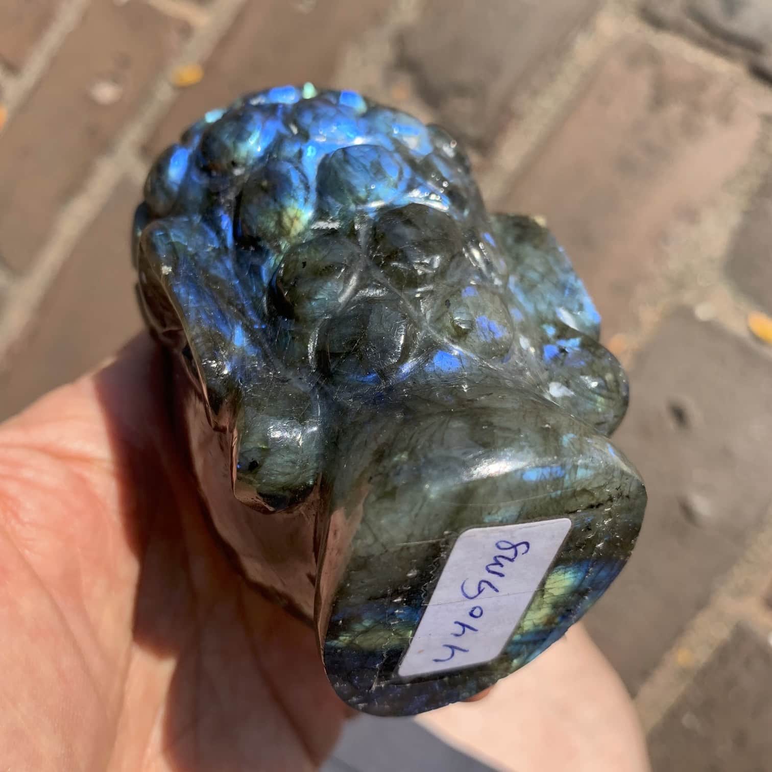 Labradorite (carving) 'blue' Buddha head (440gr) healing crystal - Image 3