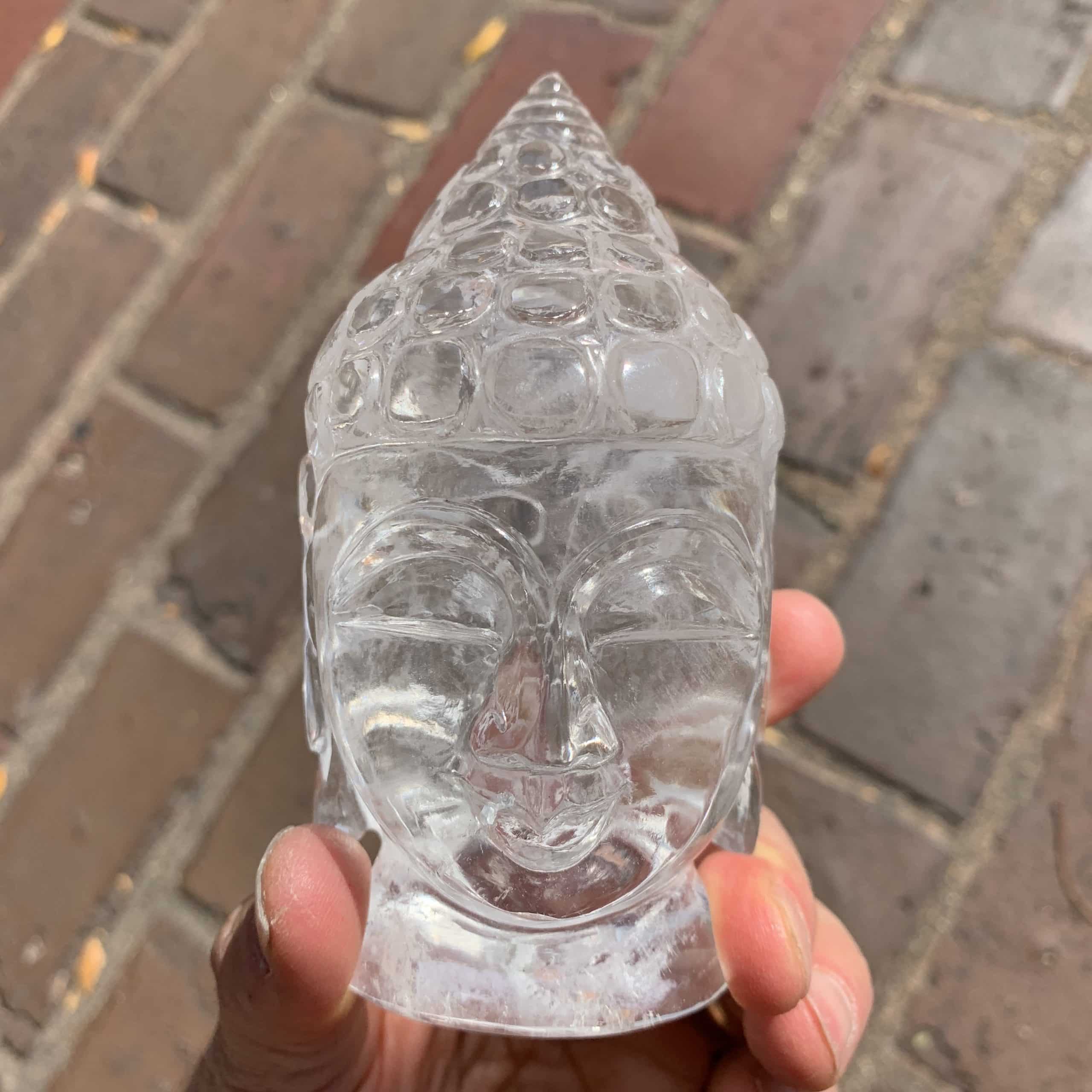 Quartz (carving) 'pointy' Bhudda head (540gr) healing crystal