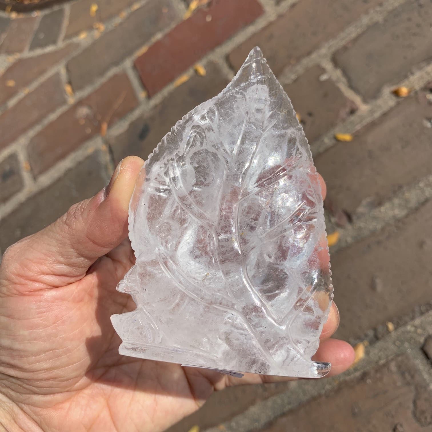 Quartz (carving) Ganesh with 'leaf back' (257gr) healing crystal - Image 2