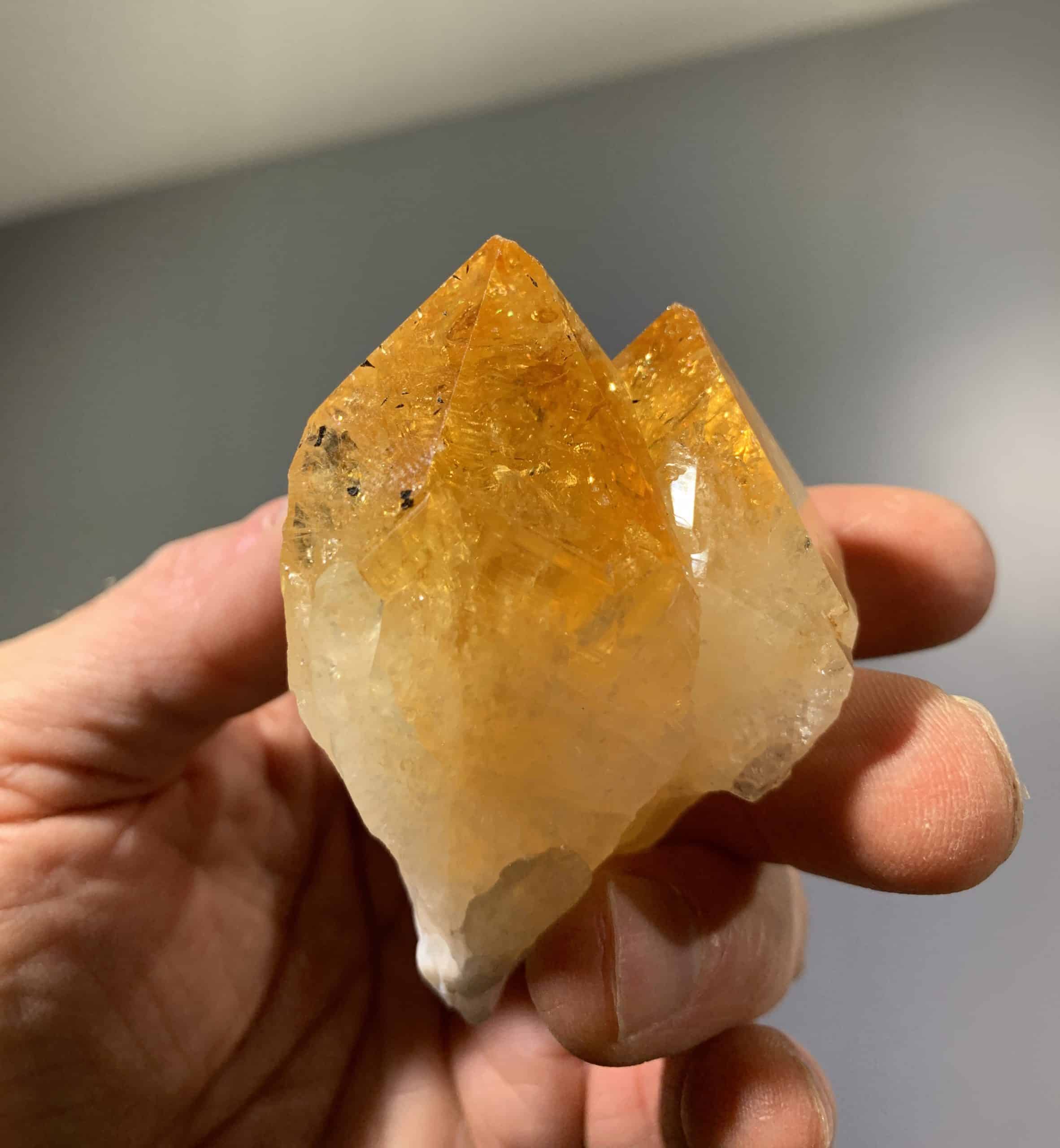 'Citrine' ('faux' aka baked Amethyst) twin points healing crystal