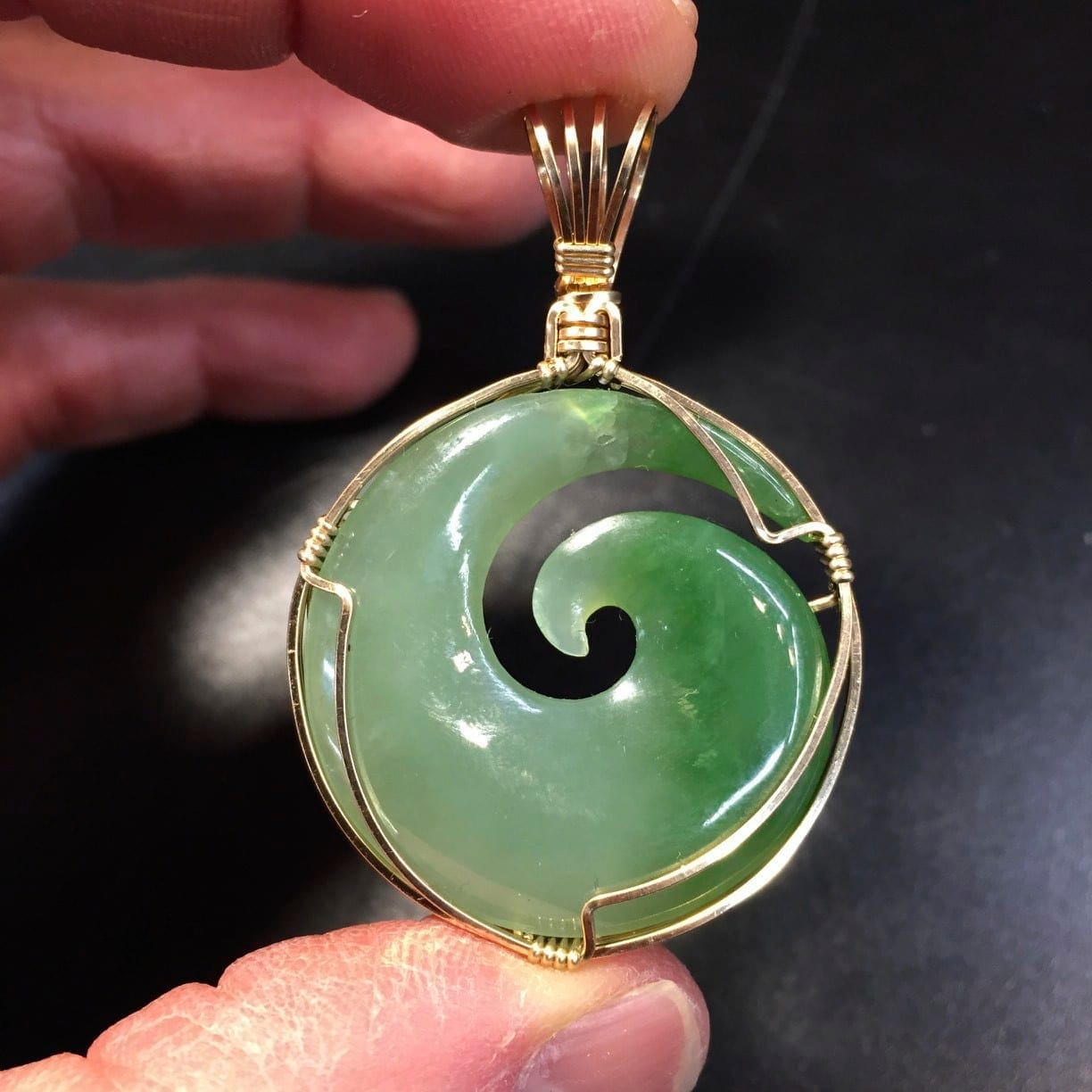 Jade (Nephrite) pendant for necklace koru spiral healing crystal