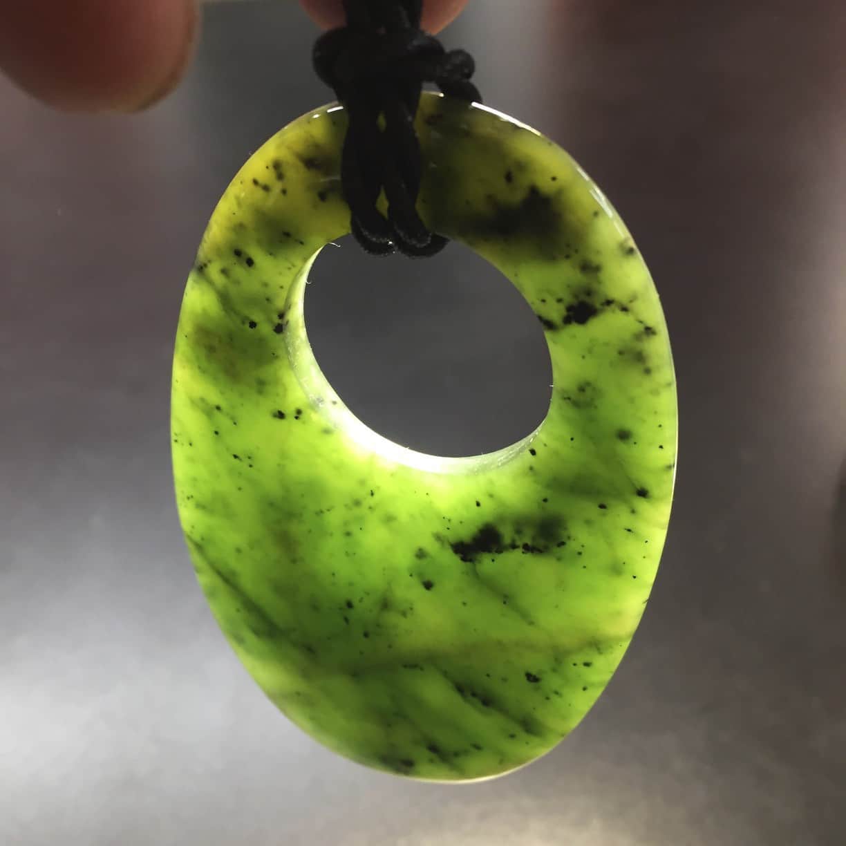 Jade (Nephrite) pendant for necklace 'oval portal' healing crystal