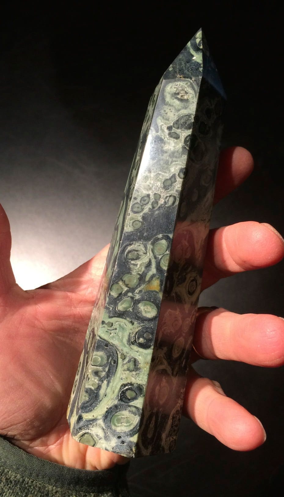 Jasper (Kambaba/"crocodile" variety) squat obelisk 1 healing crystal