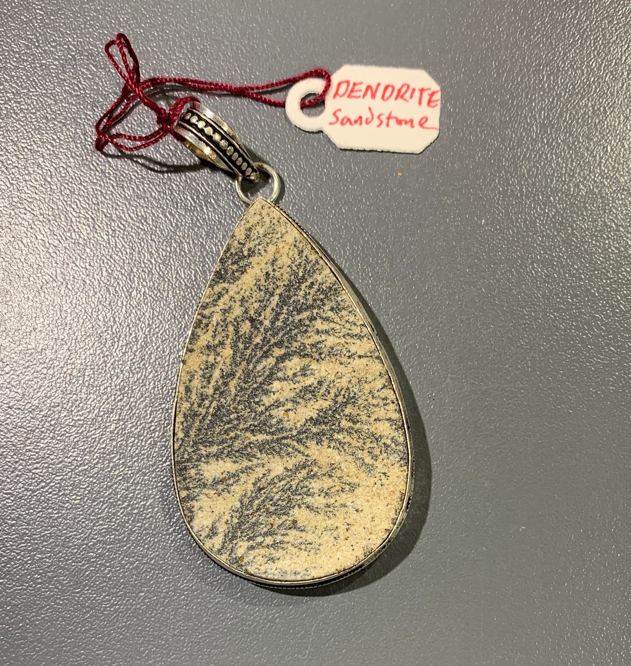Sandstone (Dendtritic) large teardrop pendant for necklace healing crystal - Image 2