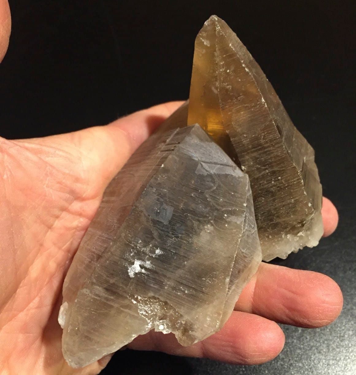 Citrine (natural) twin cluster - self healed floater - healing crystal