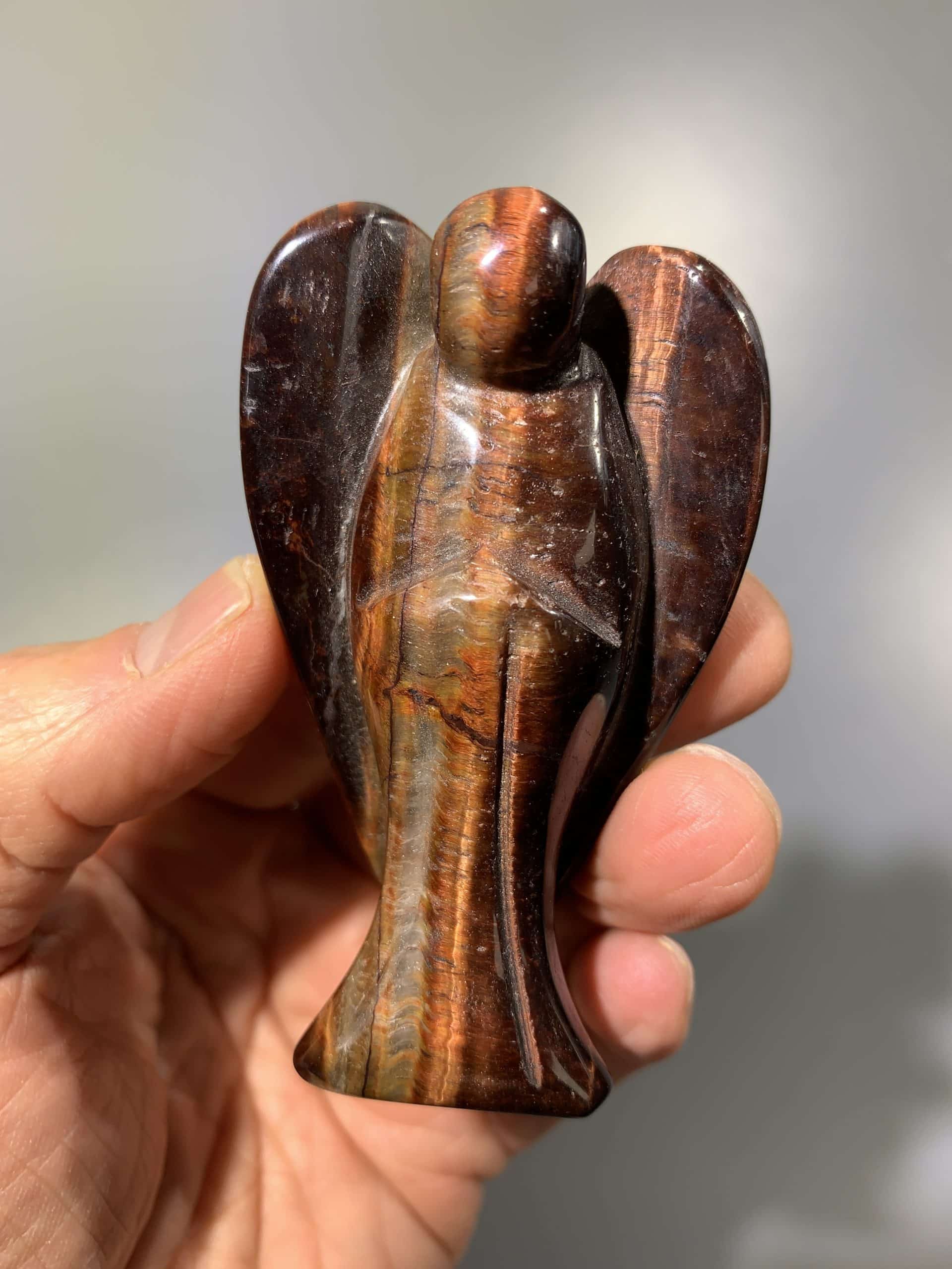 Tiger Eye (red) standing banded angel healing crystal