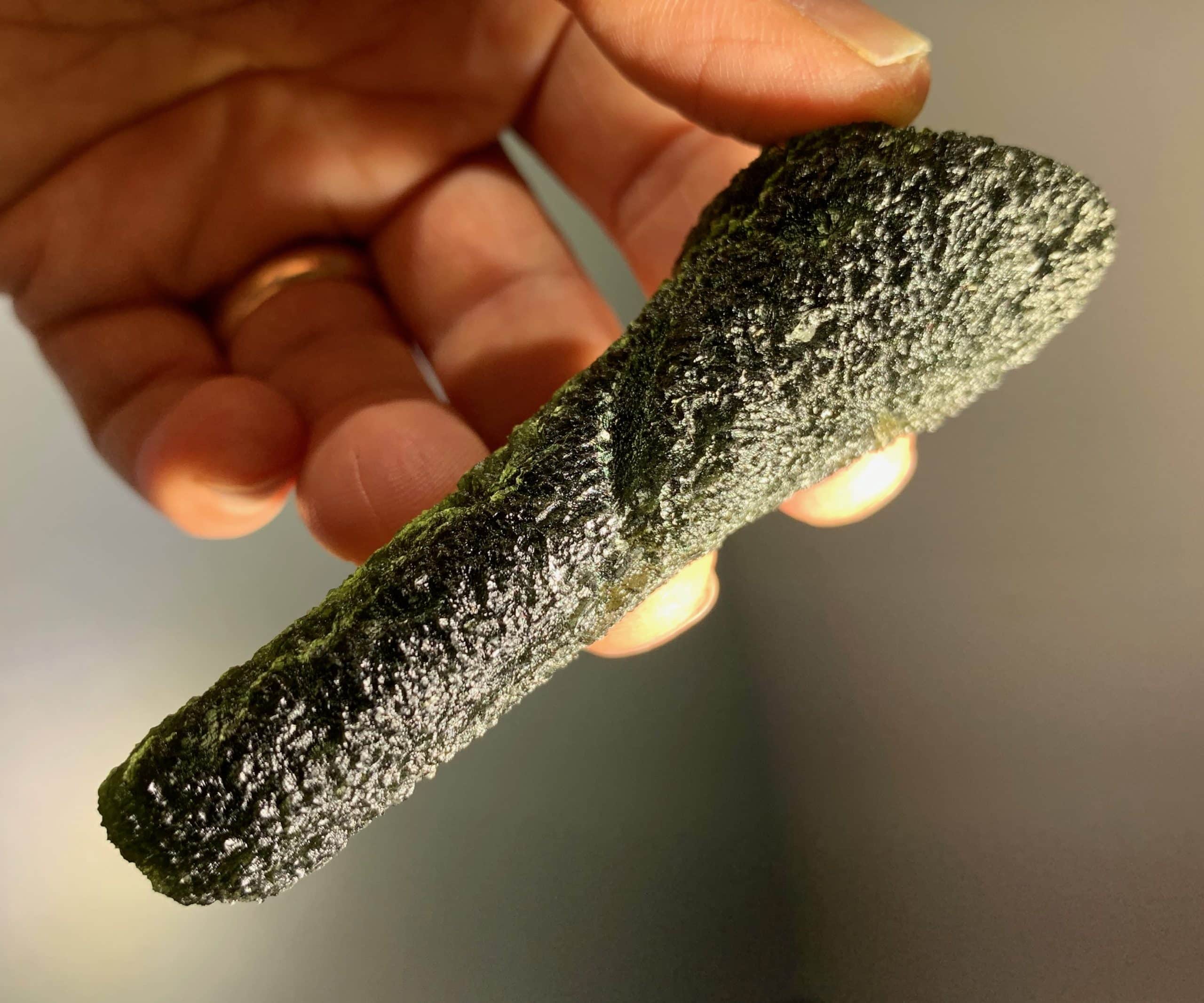Moldavite (rough) Zatacka (53.8gr) healing crystal wand - Image 5