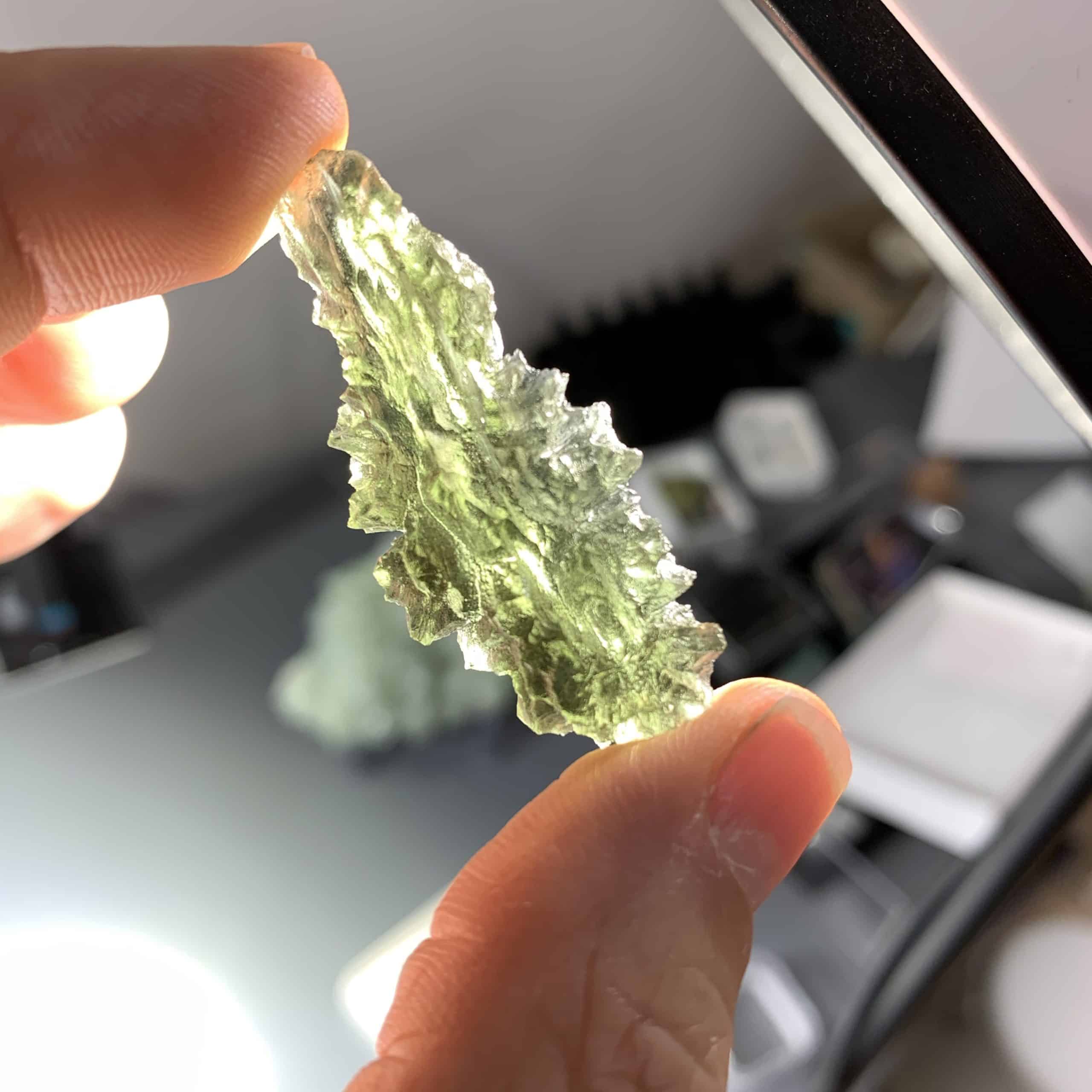 Moldavite (rough) Besednice 'spiral leaf' (6.7gr) healing crystal