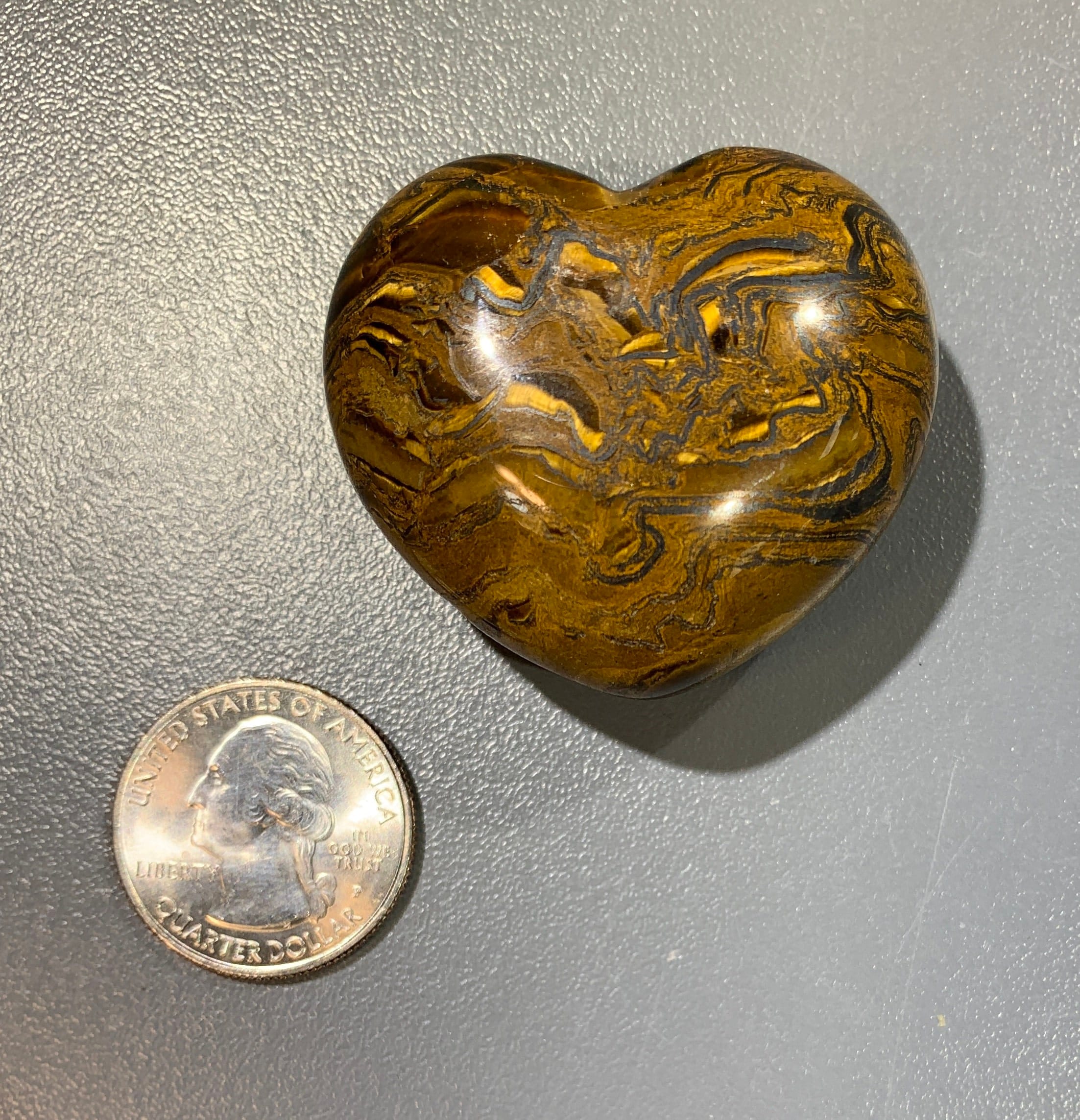 Tiger Eye heart palm piece healing crystal - Image 2