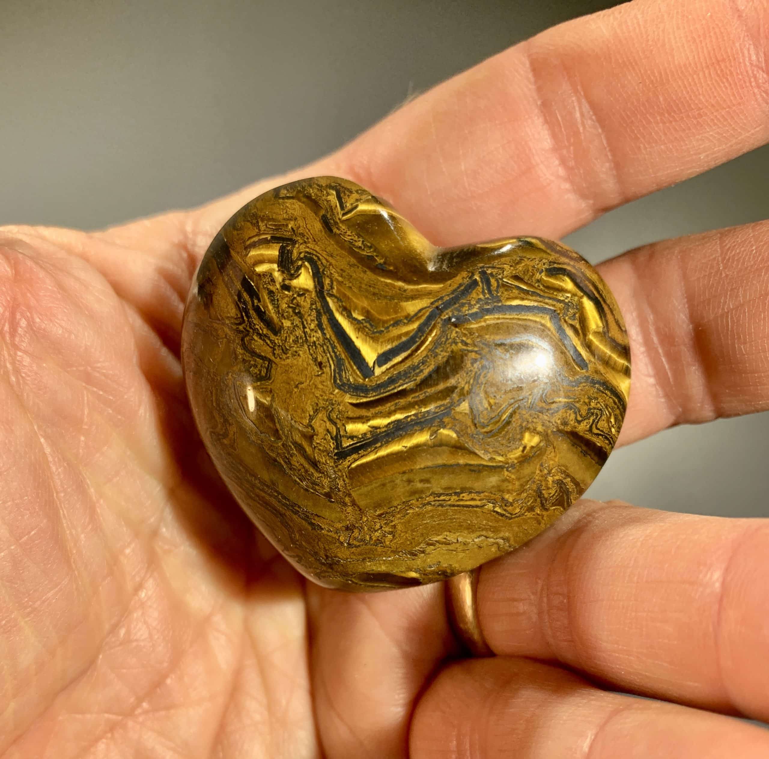 Tiger Eye heart palm piece healing crystal