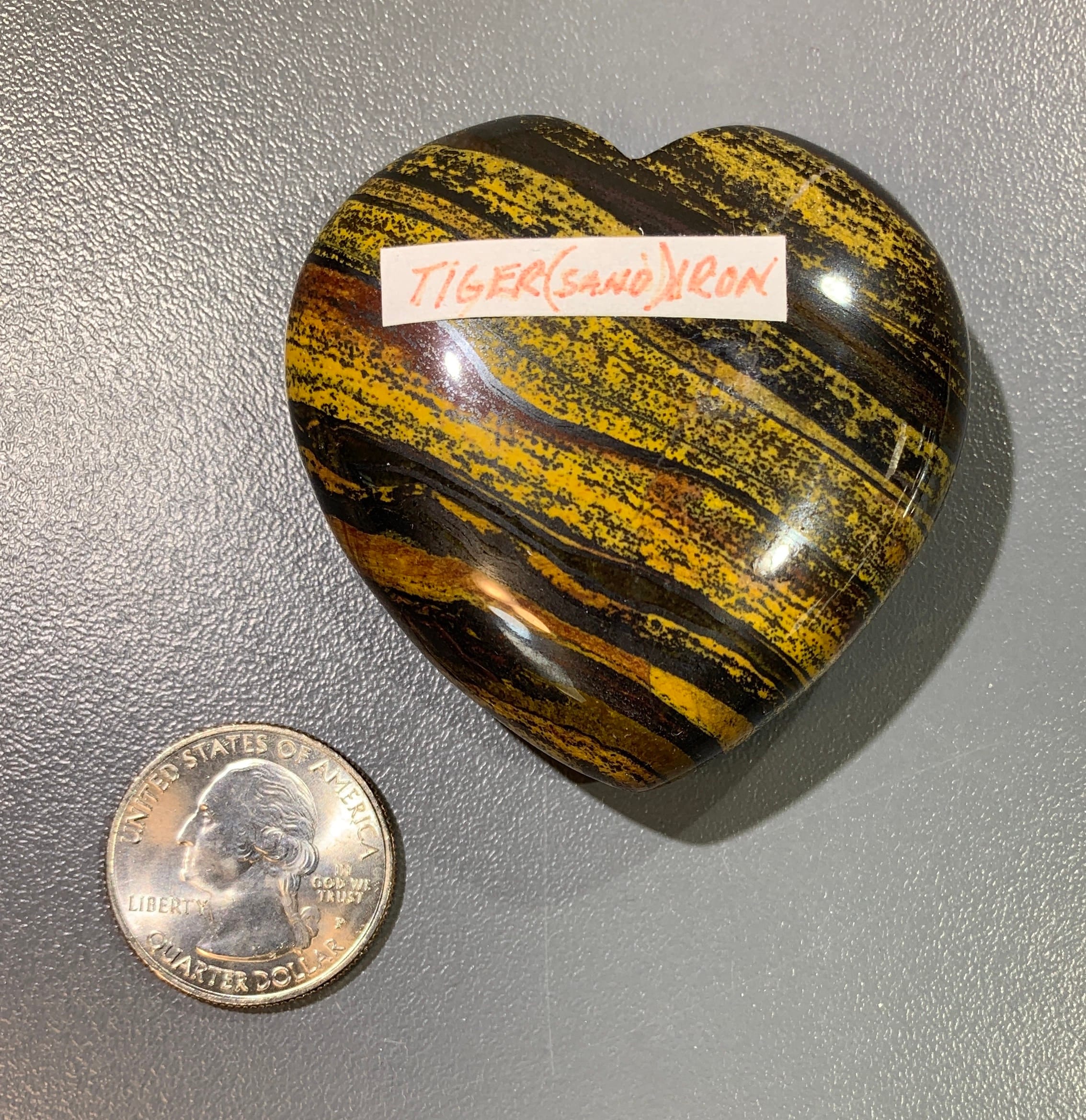 Tiger (Sand) Iron orange and yellow heart palm piece healing crystal - Image 2