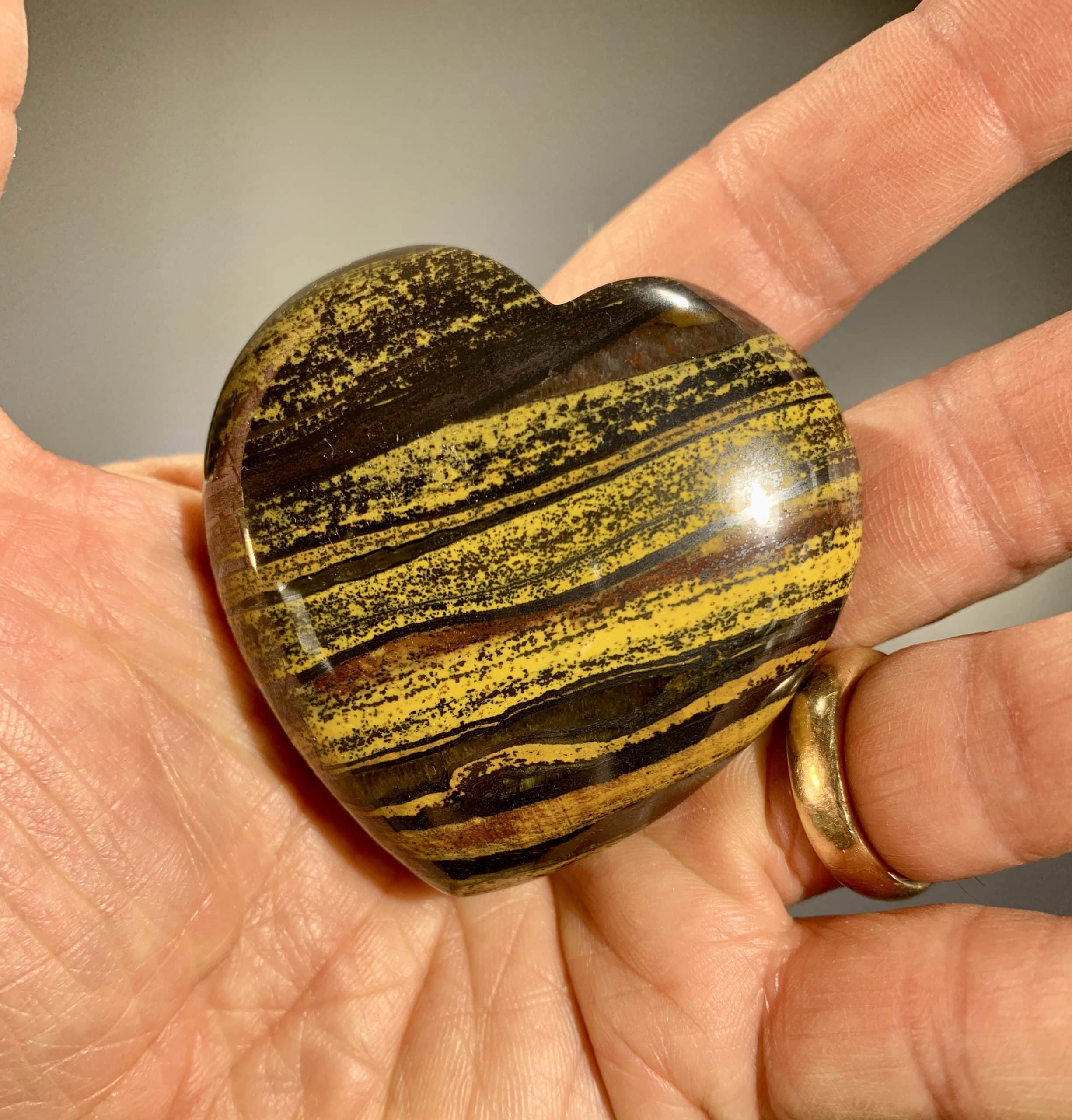 Tiger (Sand) Iron orange and yellow heart palm piece healing crystal