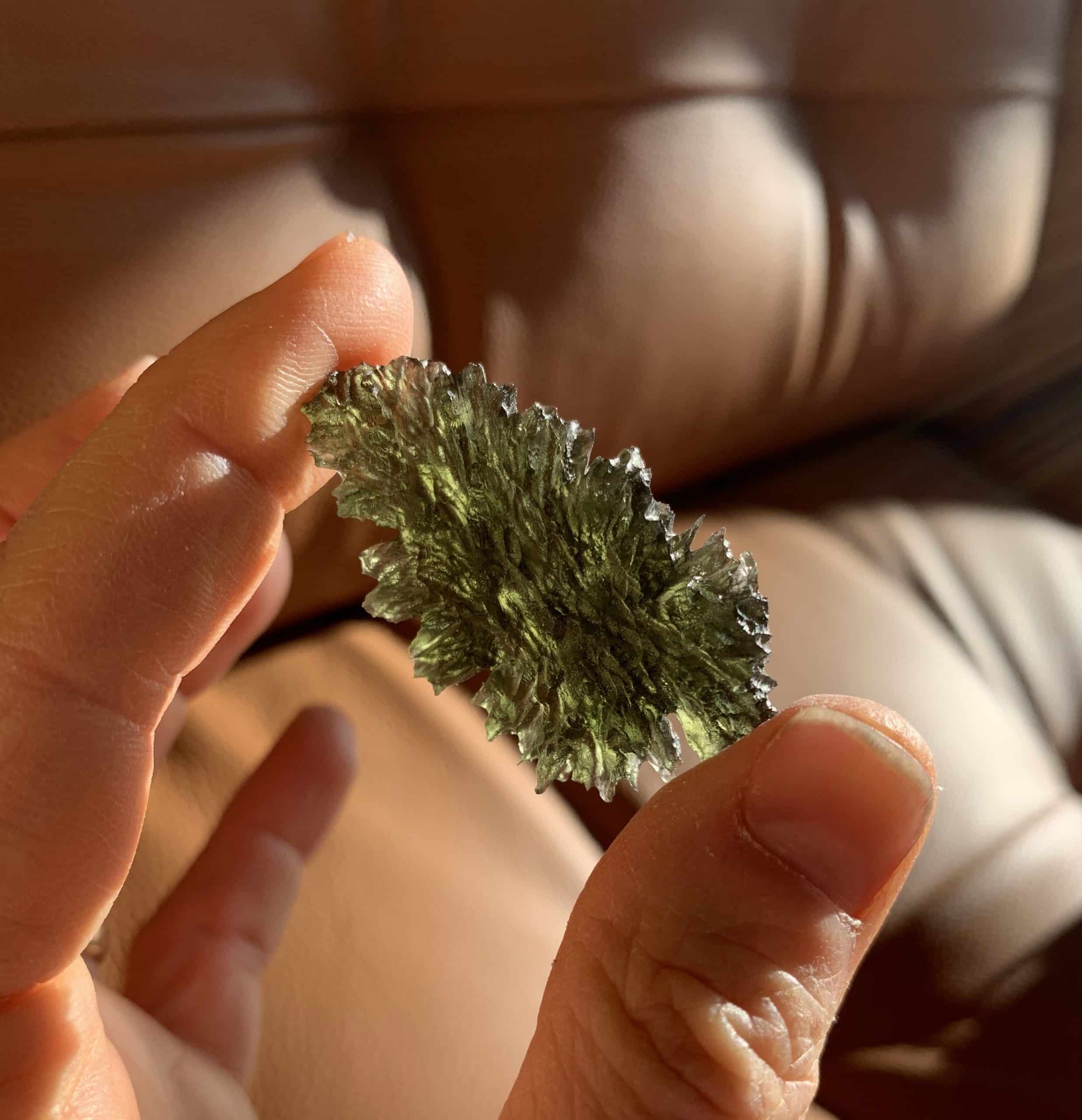 Moldavite (rough) Besednice 'Almond Canyon' (7.6gr) healing crystal - Image 2