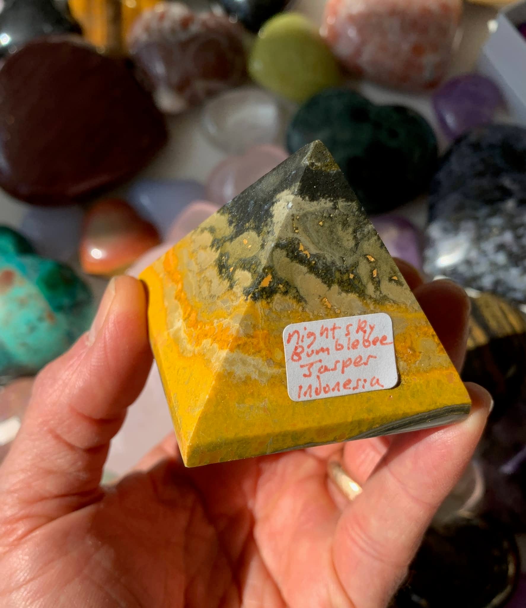 Bumblebee Jasper pyramid - "flaming night sky" healing crystal