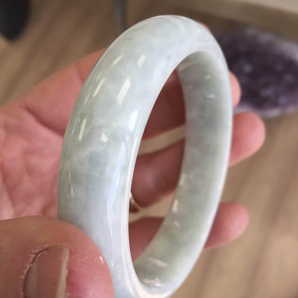Jade (Burmese Jadeite) 60mm solid 'blue' bangle healing crystal