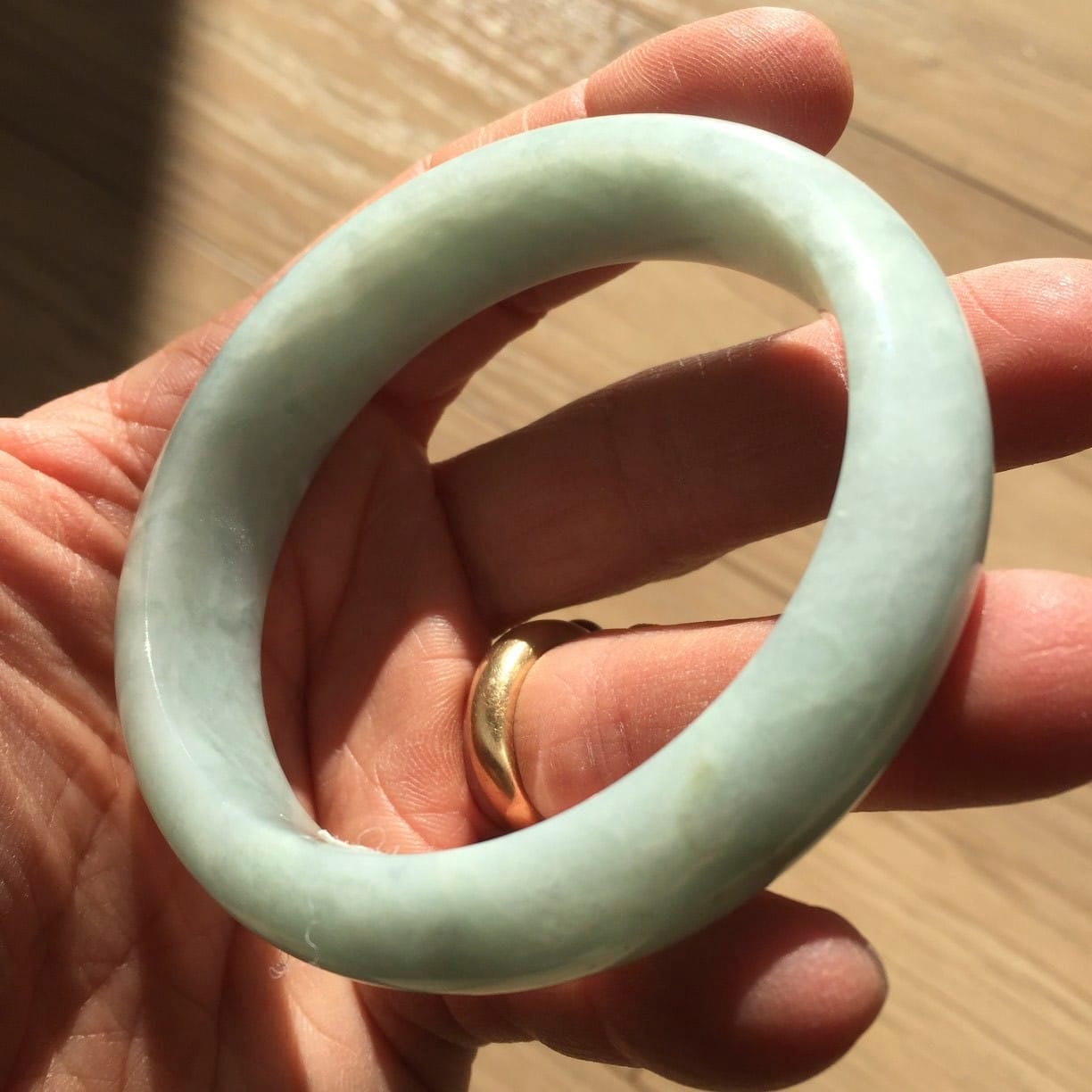 Jade (Burmese Jadeite) 60mm solid 'blue' bangle healing crystal - Image 2