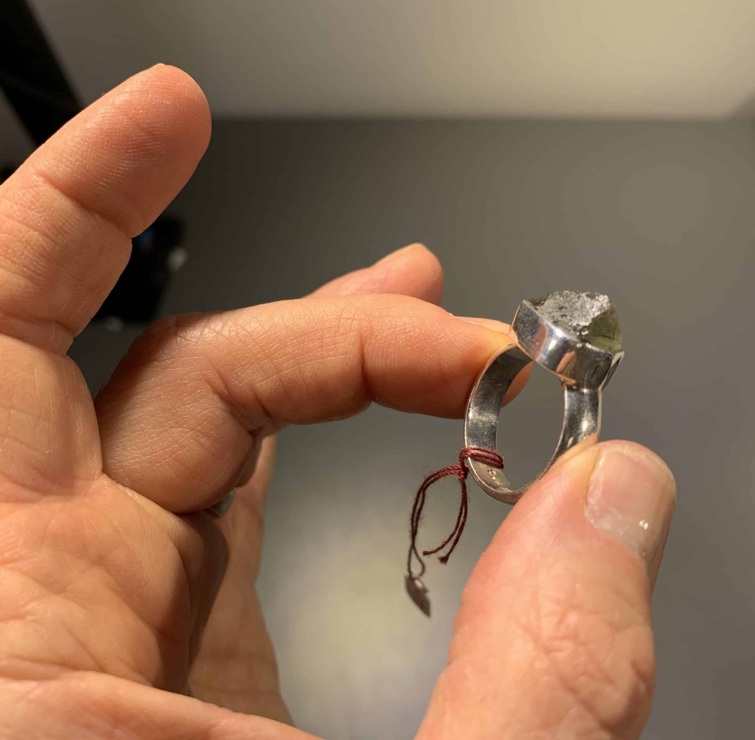 Moldavite ring (rough) pyramid (US size 8) healing crystal - Image 2