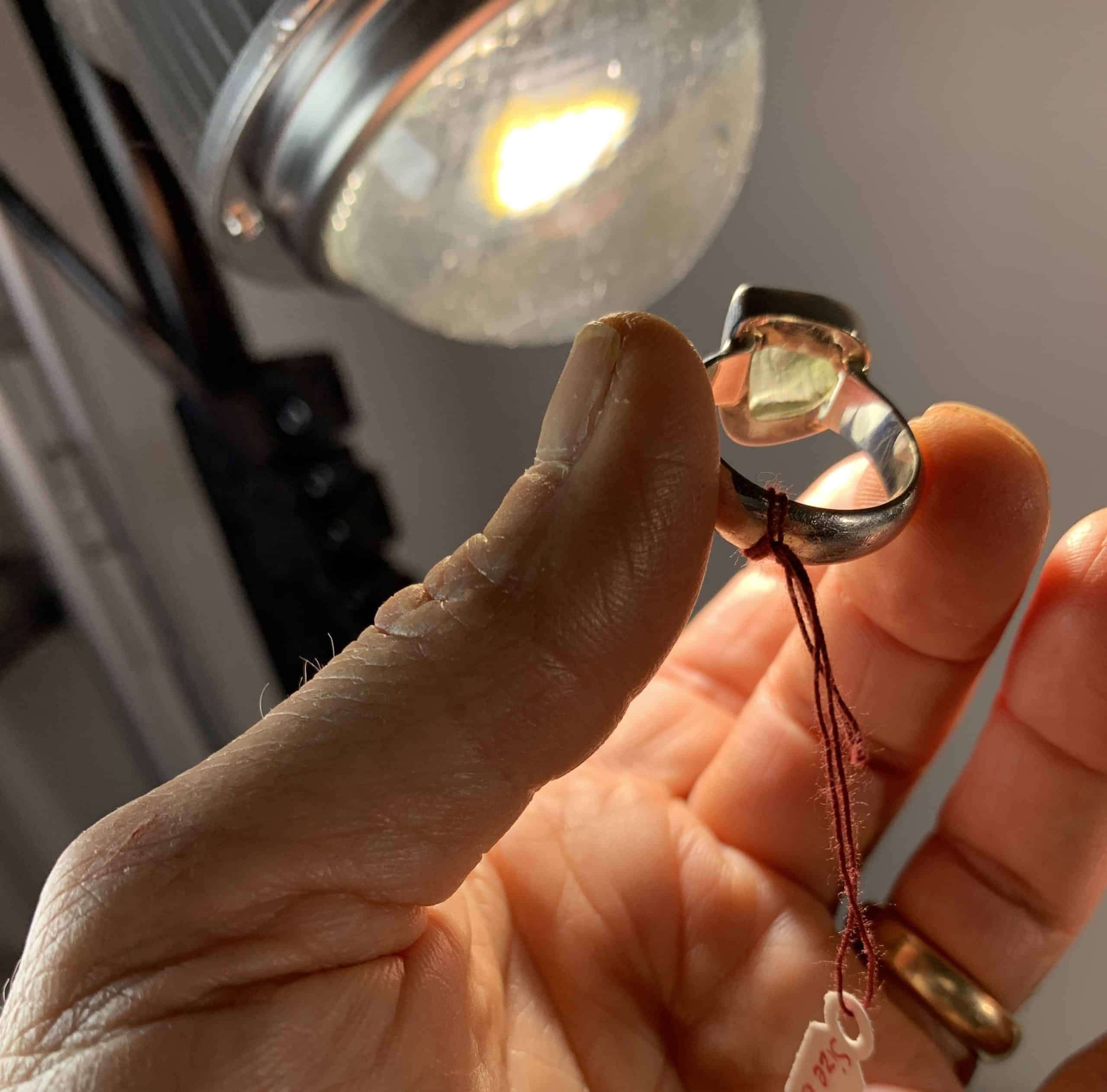 Moldavite ring (rough) pyramid (US size 8) healing crystal - Image 3