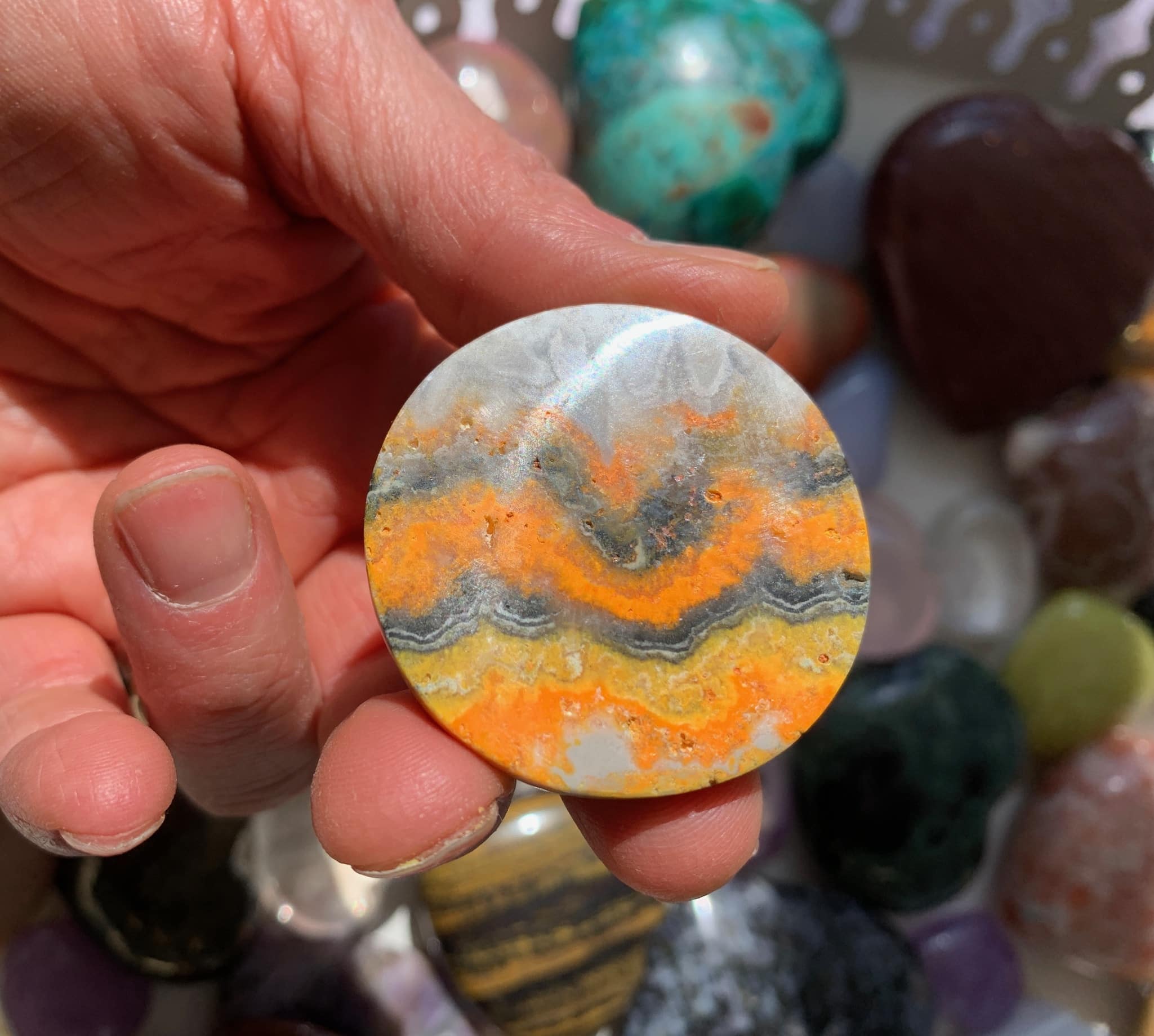 Bumblebee Jasper (cabochon) large round, nicely patterned healing crystal - Image 2