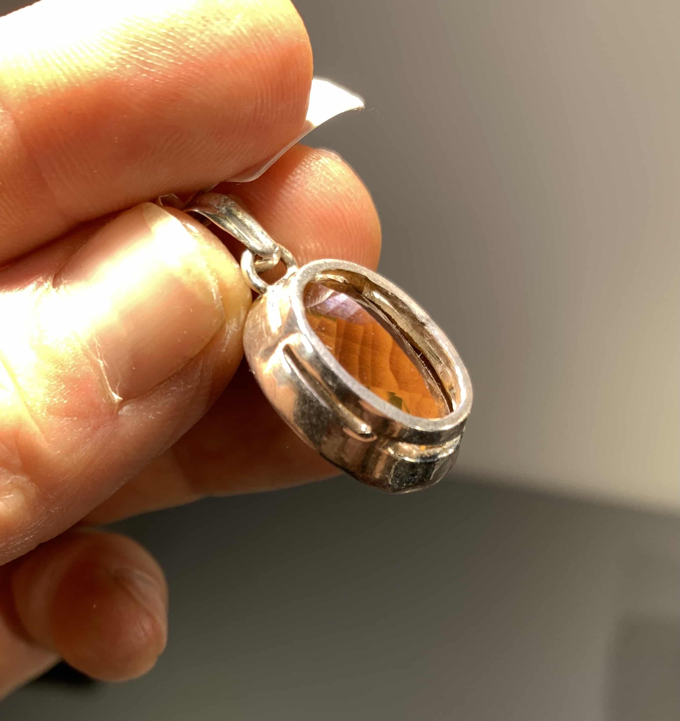 Citrine (faceted) pendant for necklace, brandy color healing crystal - Image 3