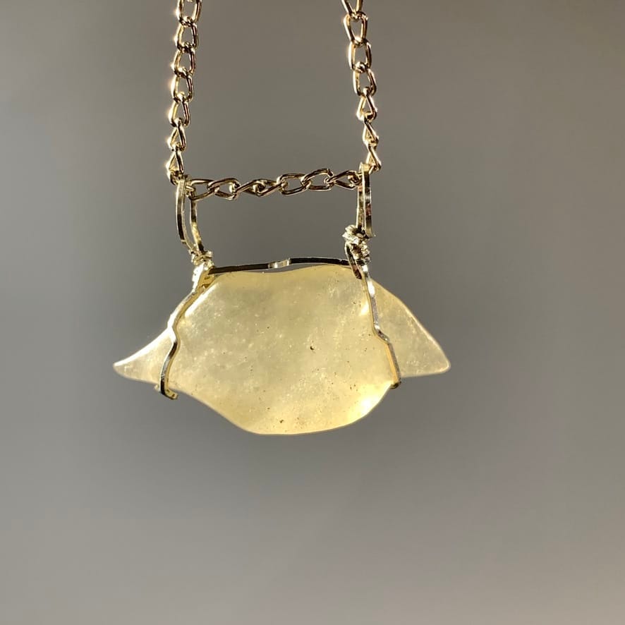 Libyan Desert Glass pendant for necklace (the Manta) aka LDG healing crystal