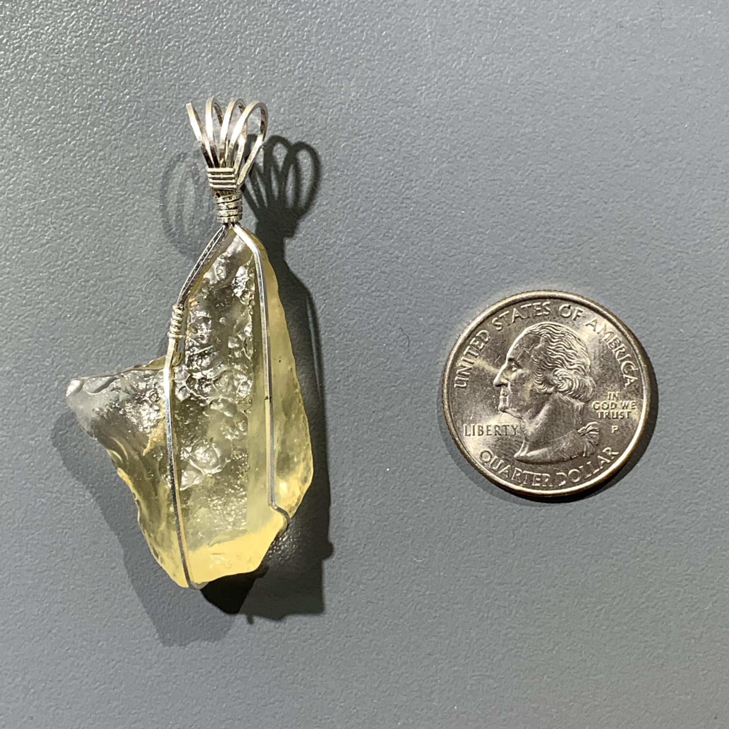 Libyan Desert Glass pendant for necklace (V form) aka LDG healing crystal - Image 2