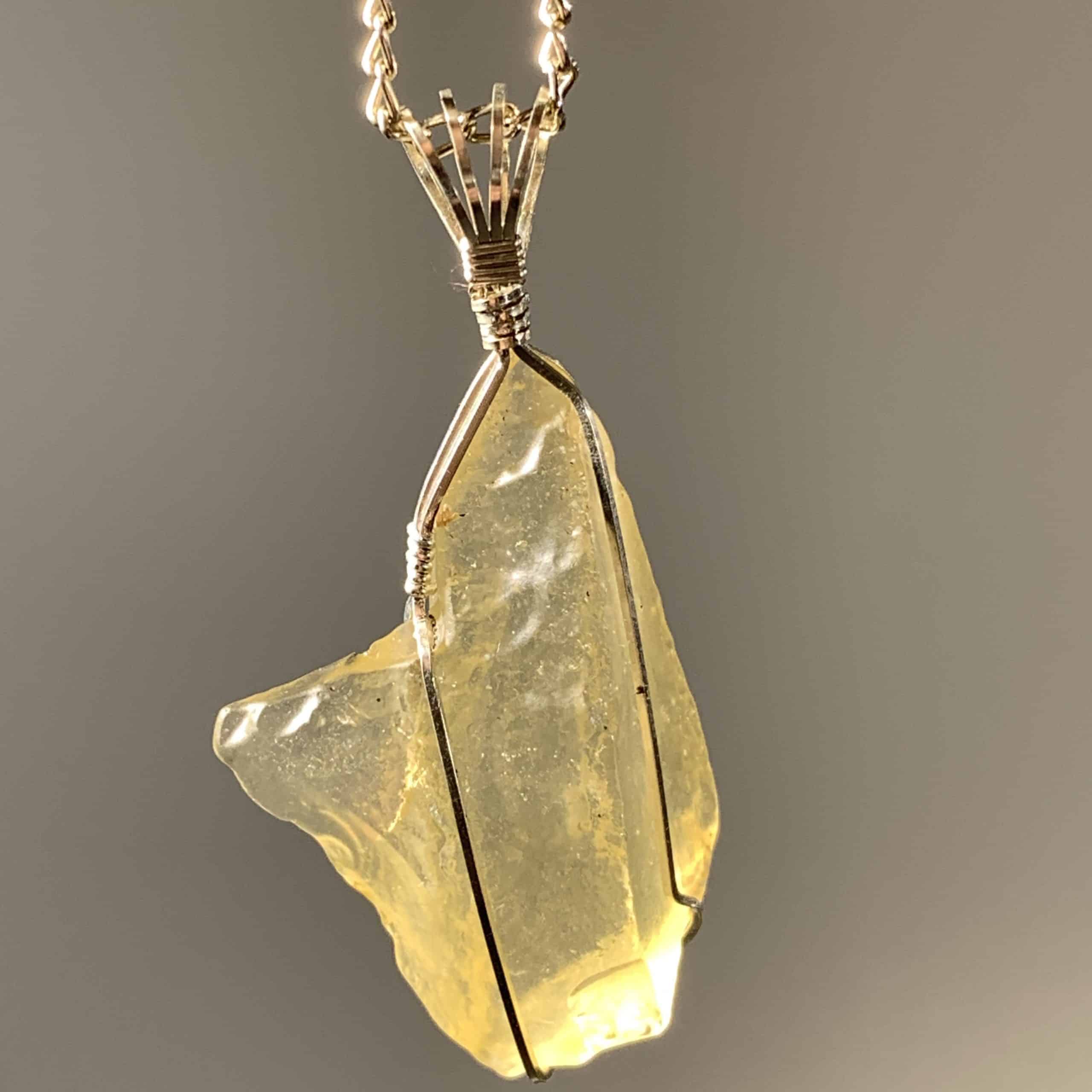 Libyan Desert Glass pendant for necklace (V form) aka LDG healing crystal