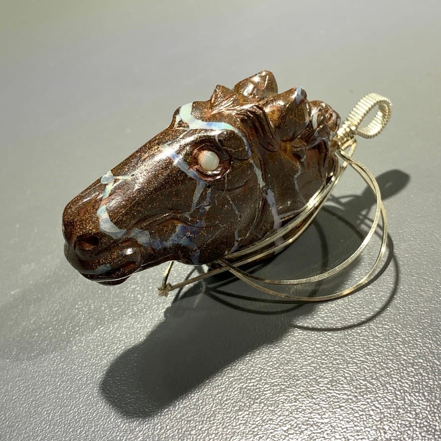 Opal (Boulder) pendant for necklace 'horse head' healing crystal - Image 2