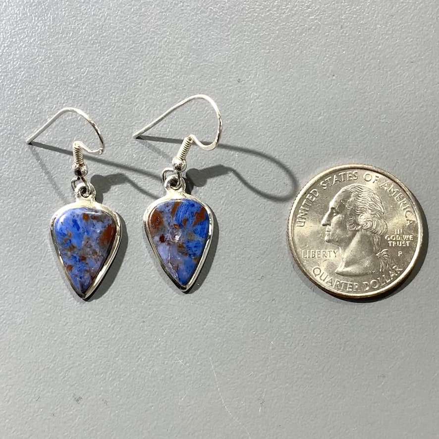 Richterite w Sugilite (earrings) - red/blue - healing crystals - Image 2