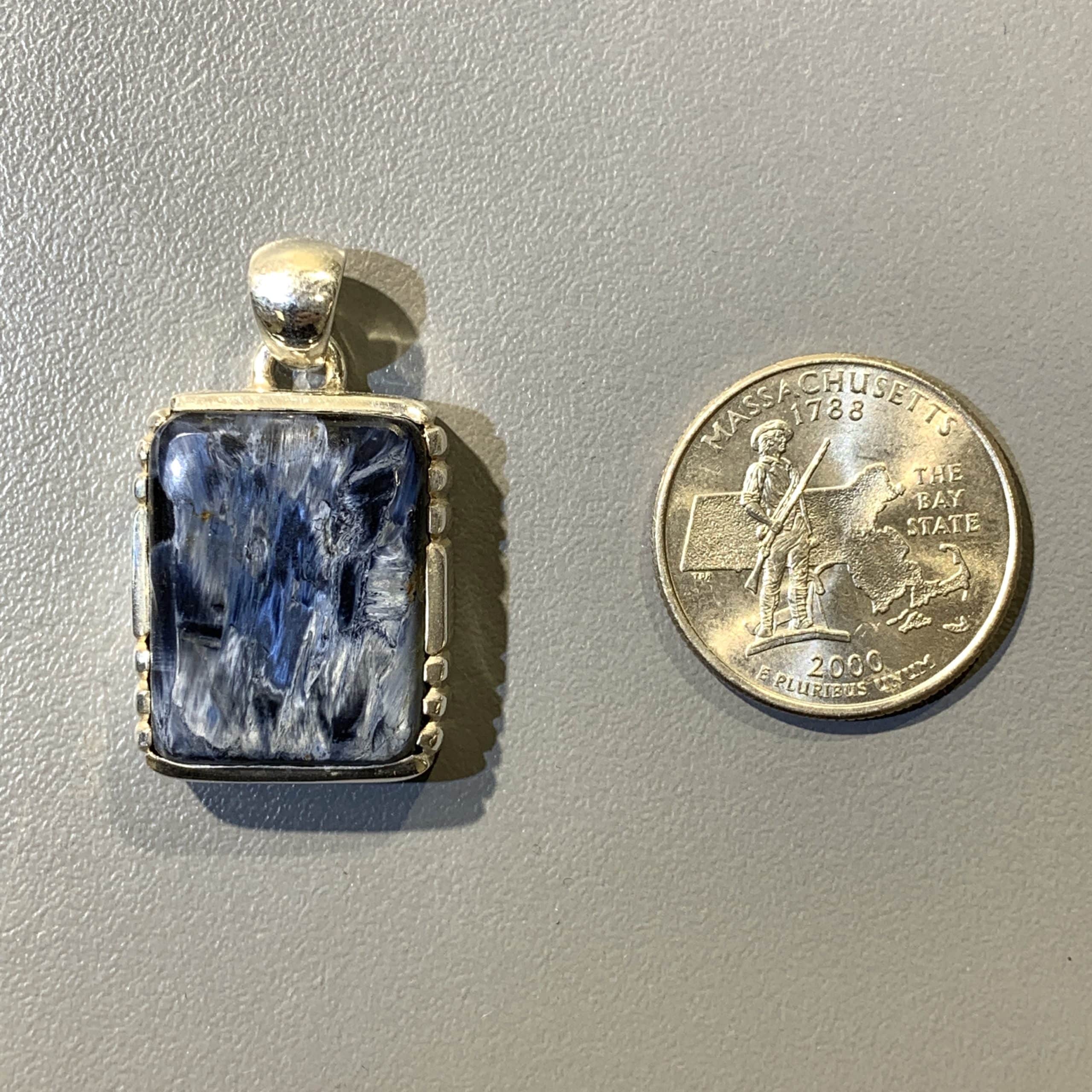 Pietersite 'Arctic ice' rectangular pendant for necklace healing crystal - Image 3