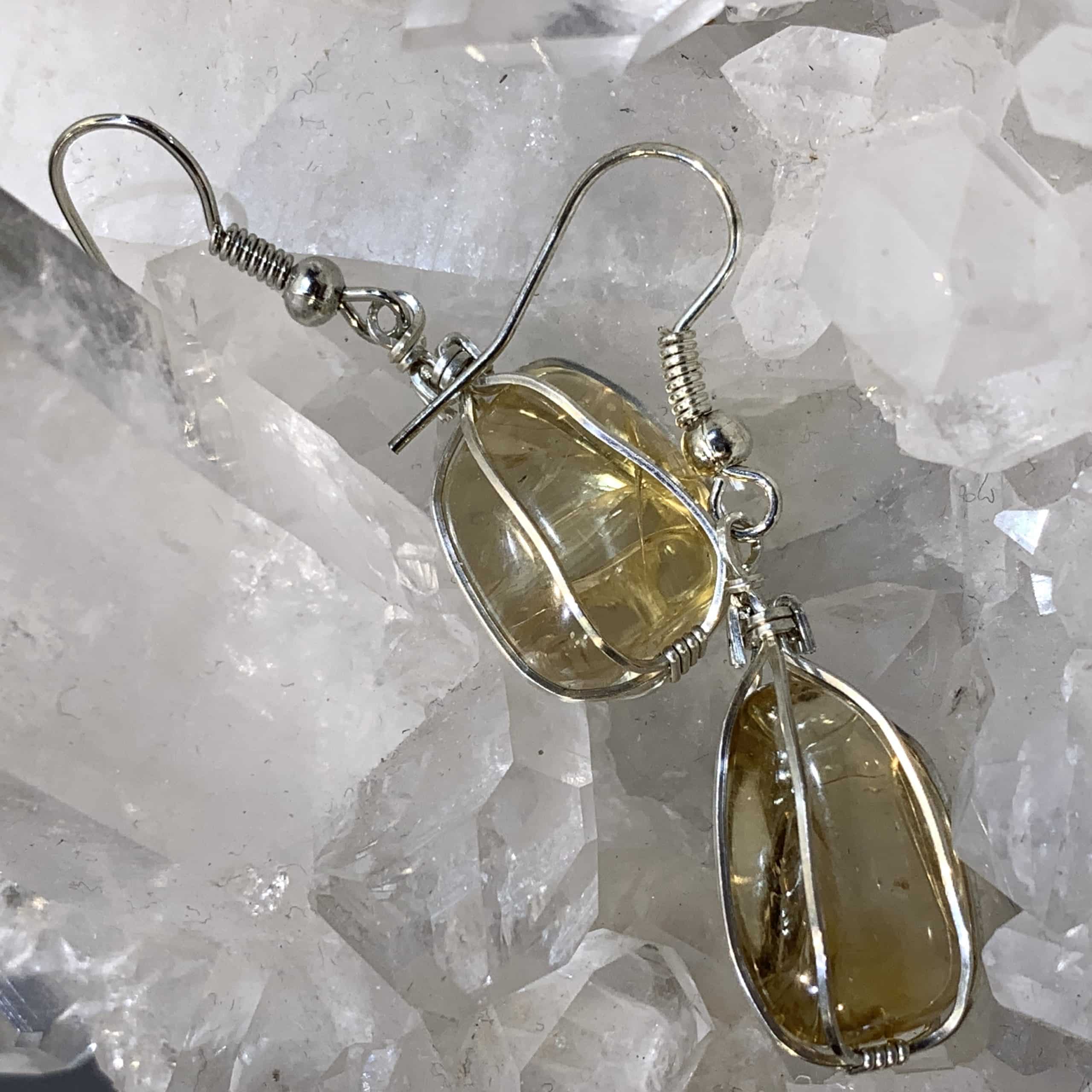 Citrine (natural) rounded tumble earrings - great color - healing crystal - Image 2