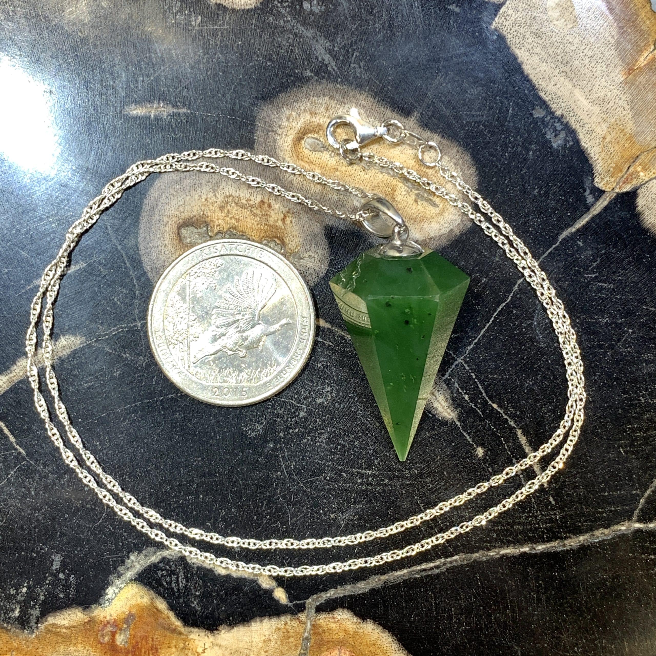 Jade (Nephrite) pendulum necklace healing crystal - Image 3