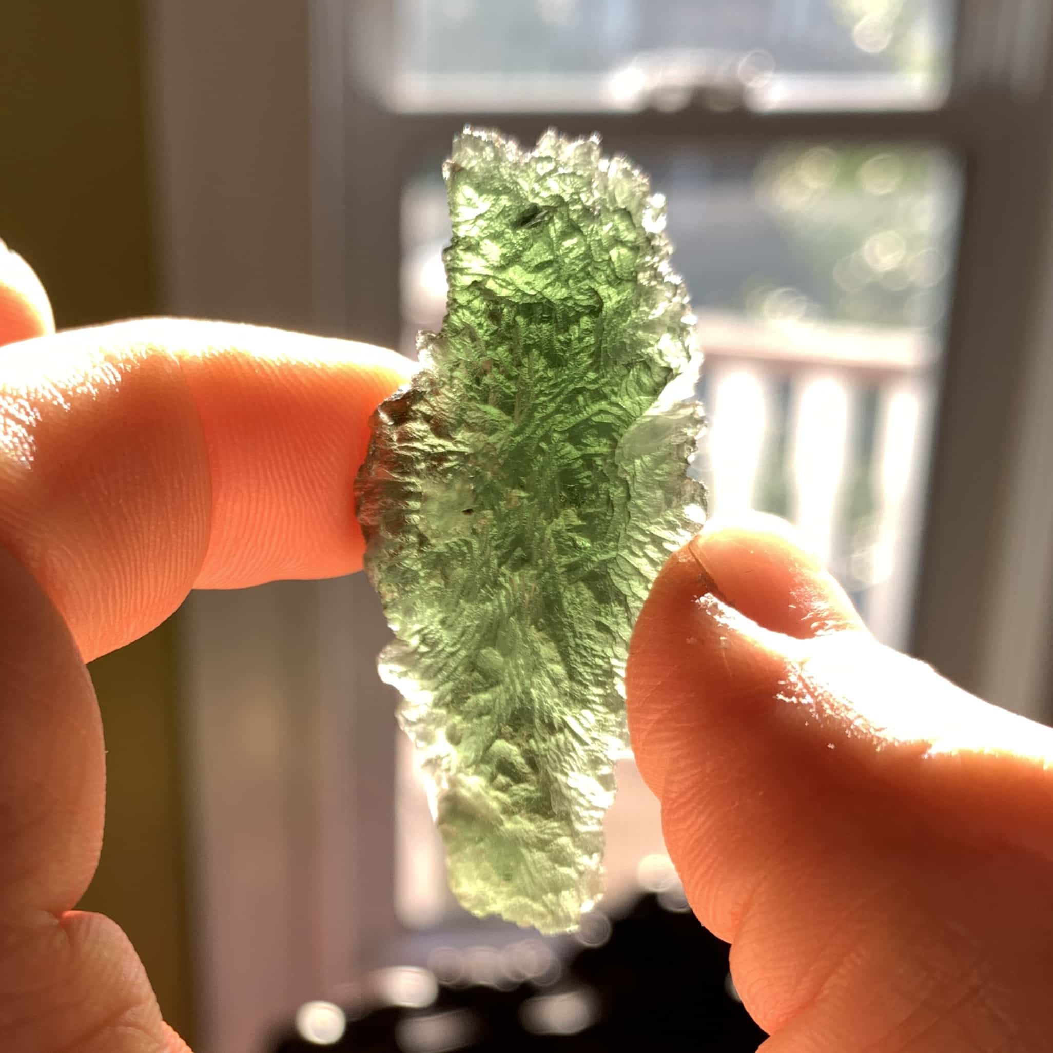 Moldavite (rough) 'emerald twist' (13.2gr) healing crystal