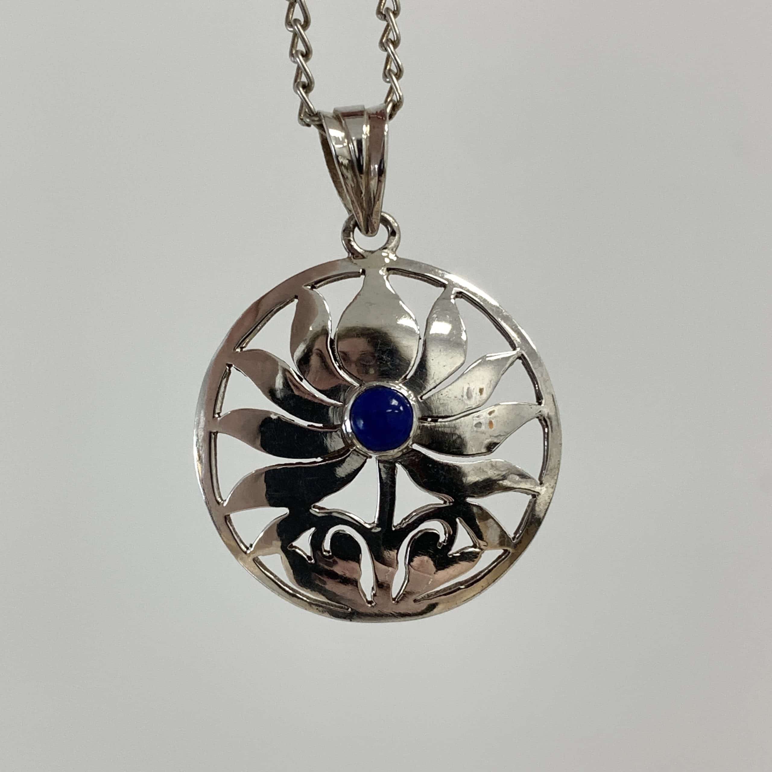 Lapis 'lotus' custom cut pendant for necklace healing crystal - Image 3