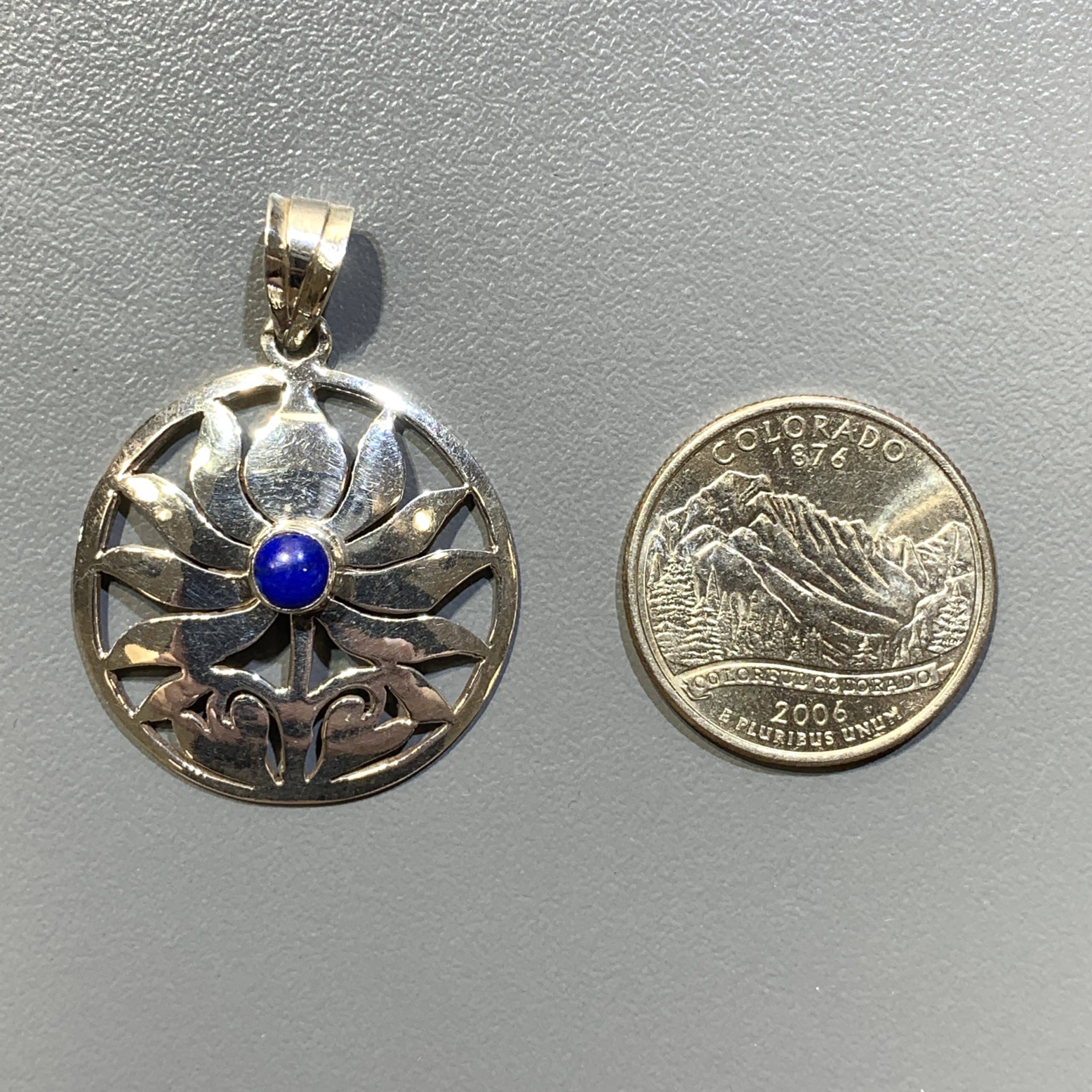 Lapis 'lotus' custom cut pendant for necklace healing crystal - Image 4