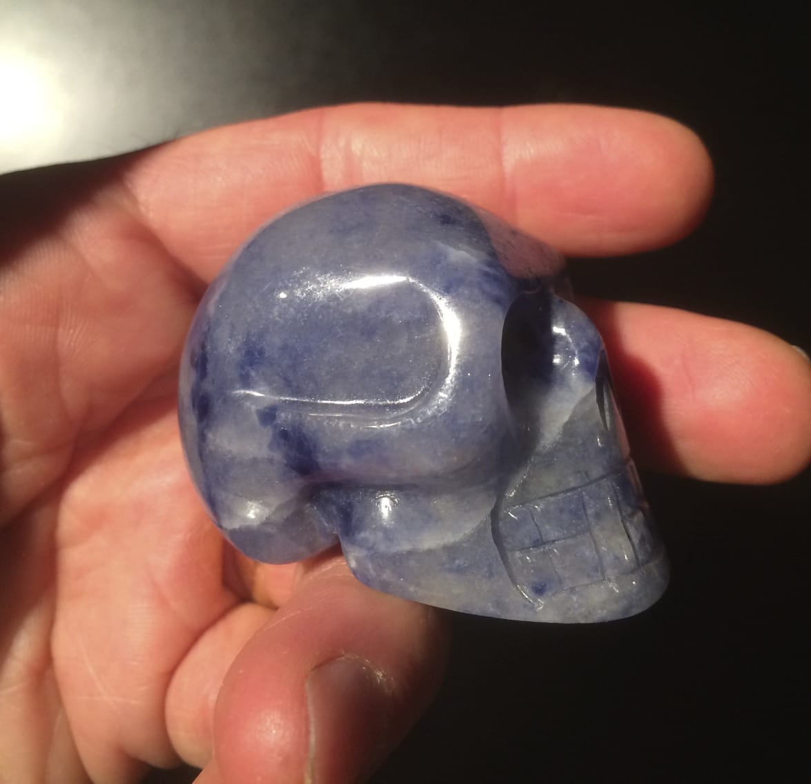 Quartz (blue) carving, Crystal Skull healing crystal - Image 2