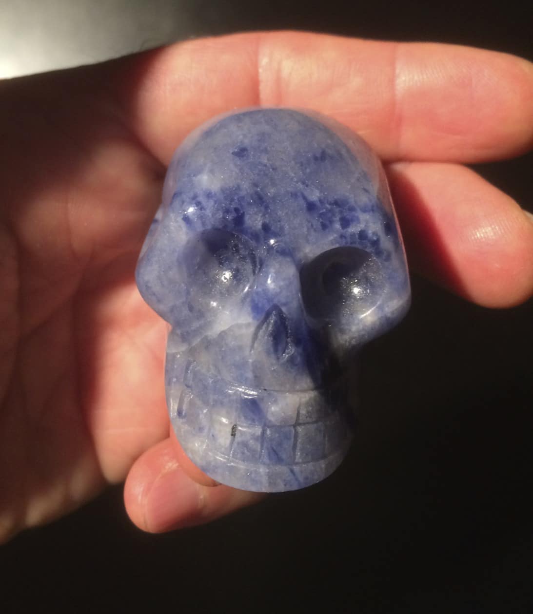 Quartz (blue) carving, Crystal Skull healing crystal - Image 3