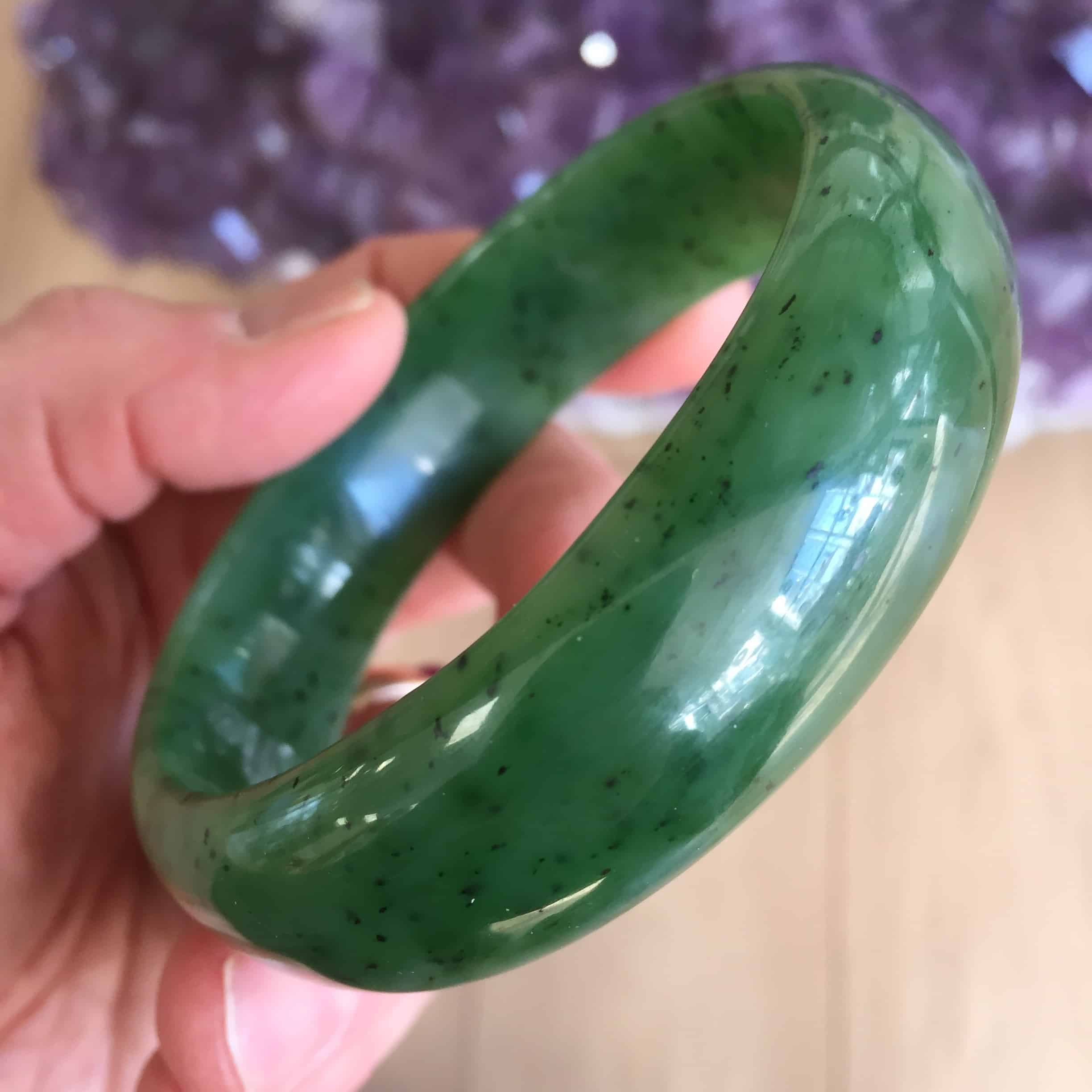 Jade (Nephrite) 66mm solid bangle awesome color healing crystal