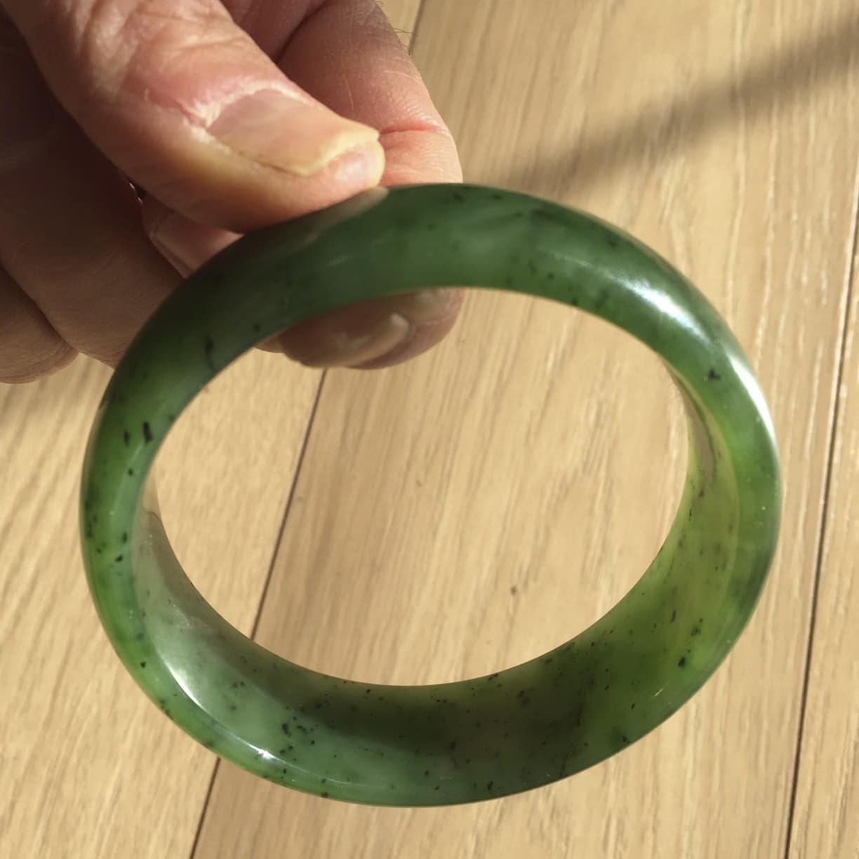 Jade (Nephrite) 66mm solid bangle awesome color healing crystal - Image 2