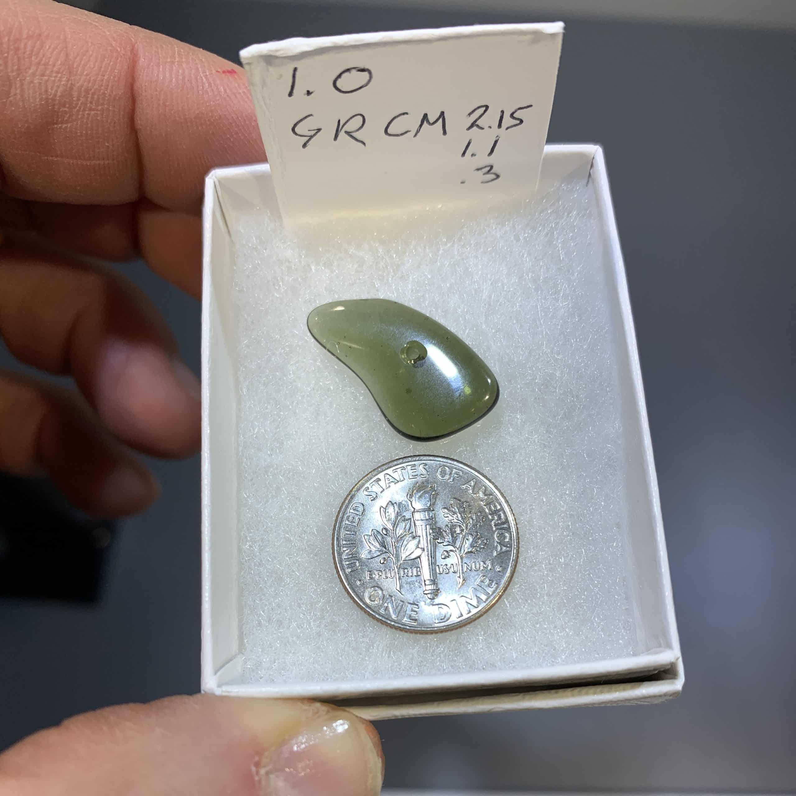 Moldavite (bead, tumbled) 'olive ear' (1.0gr) healing crystal