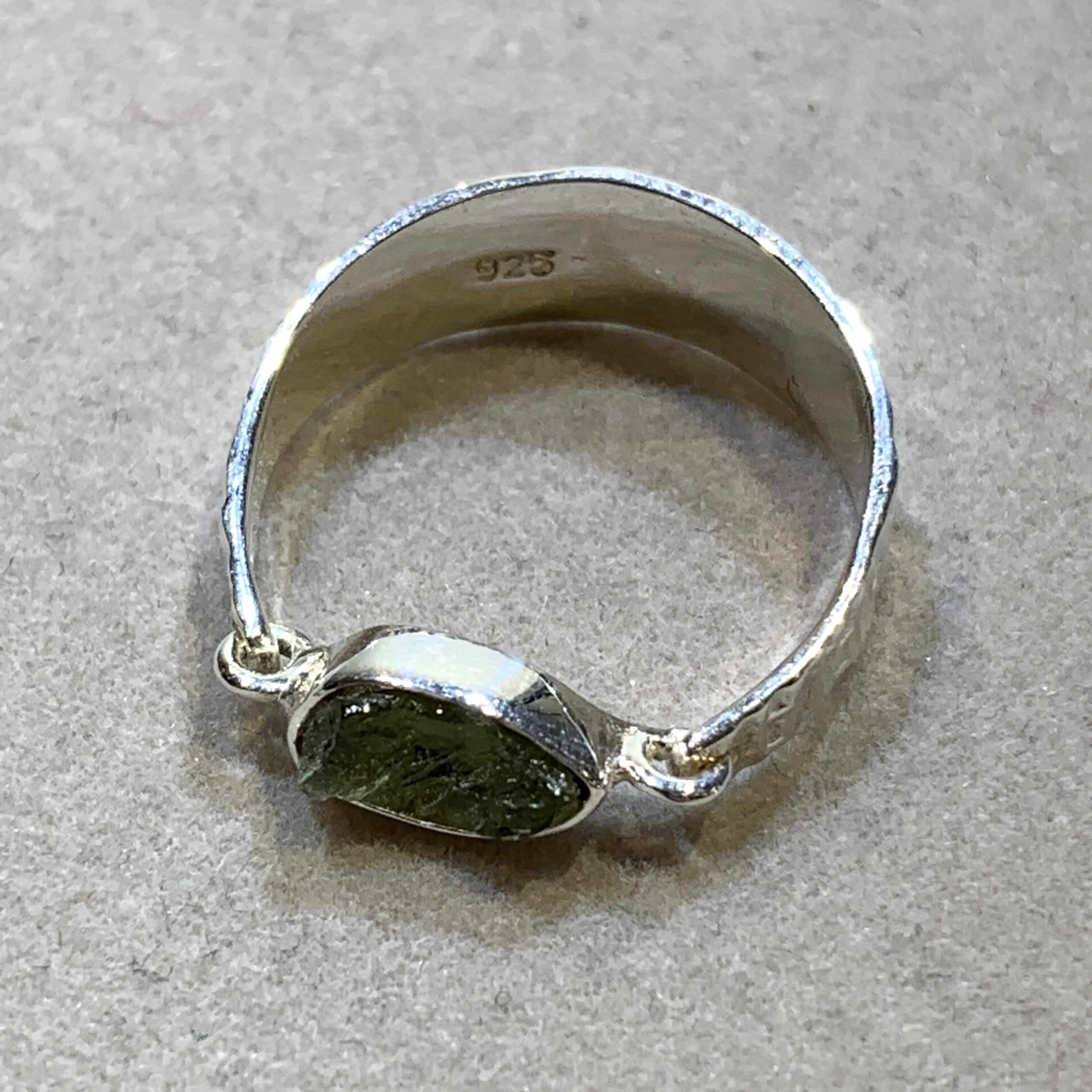 Moldavite ring (rough) US size 7 healing crystal - Image 2